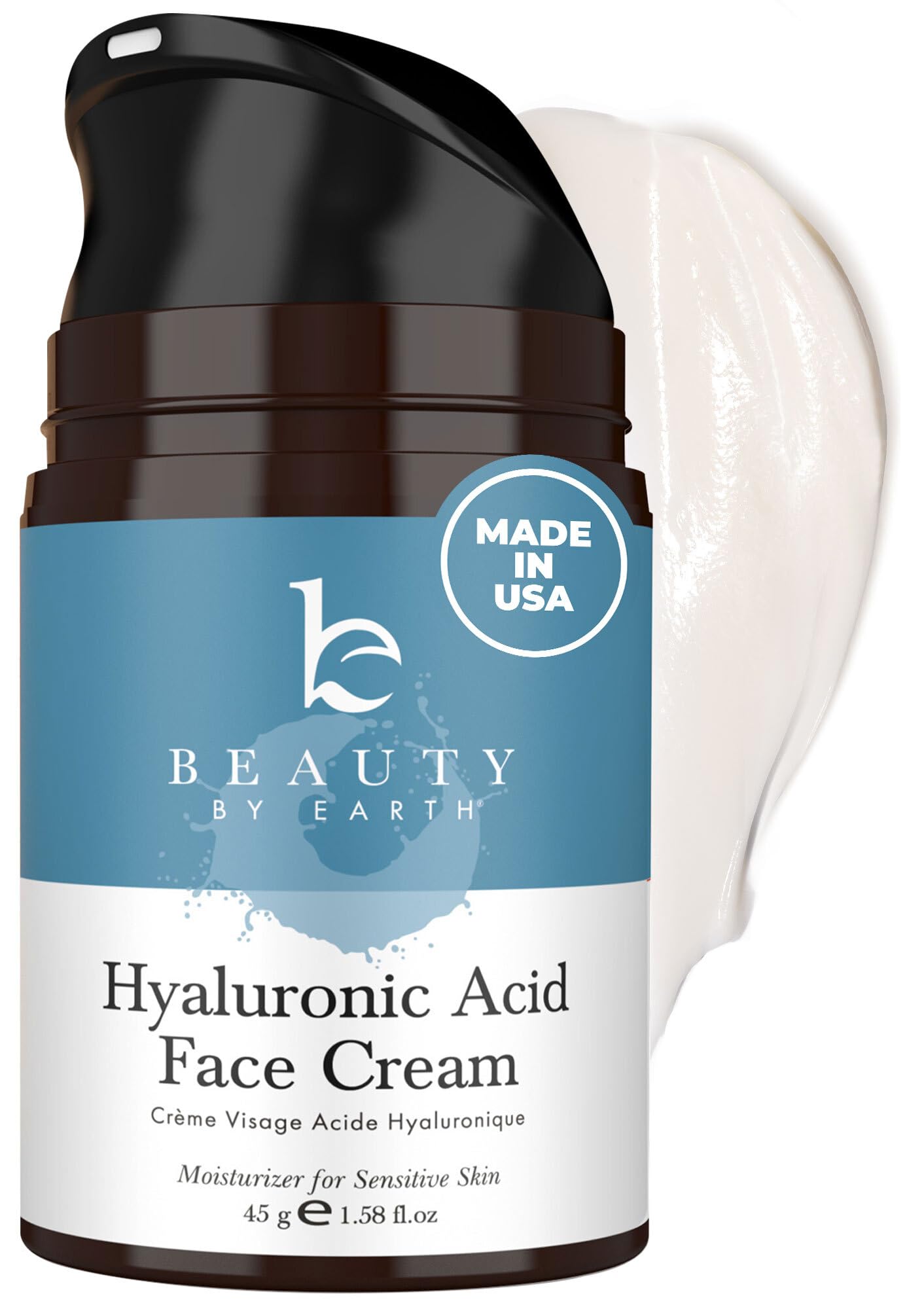 Beauty by Earth Hyaluronic Acid Moisturizer for Face – USA Made, Hydrating and Unscented