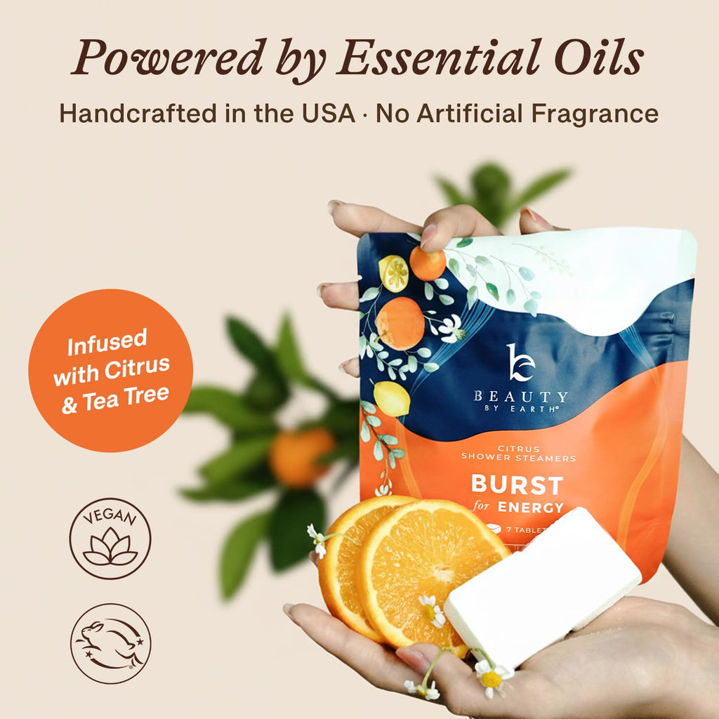 Beauty by Earth Shower Steamers Aromatherapy – USA Made Citrus Essential Oils | Long-Lasting Shower Bombs