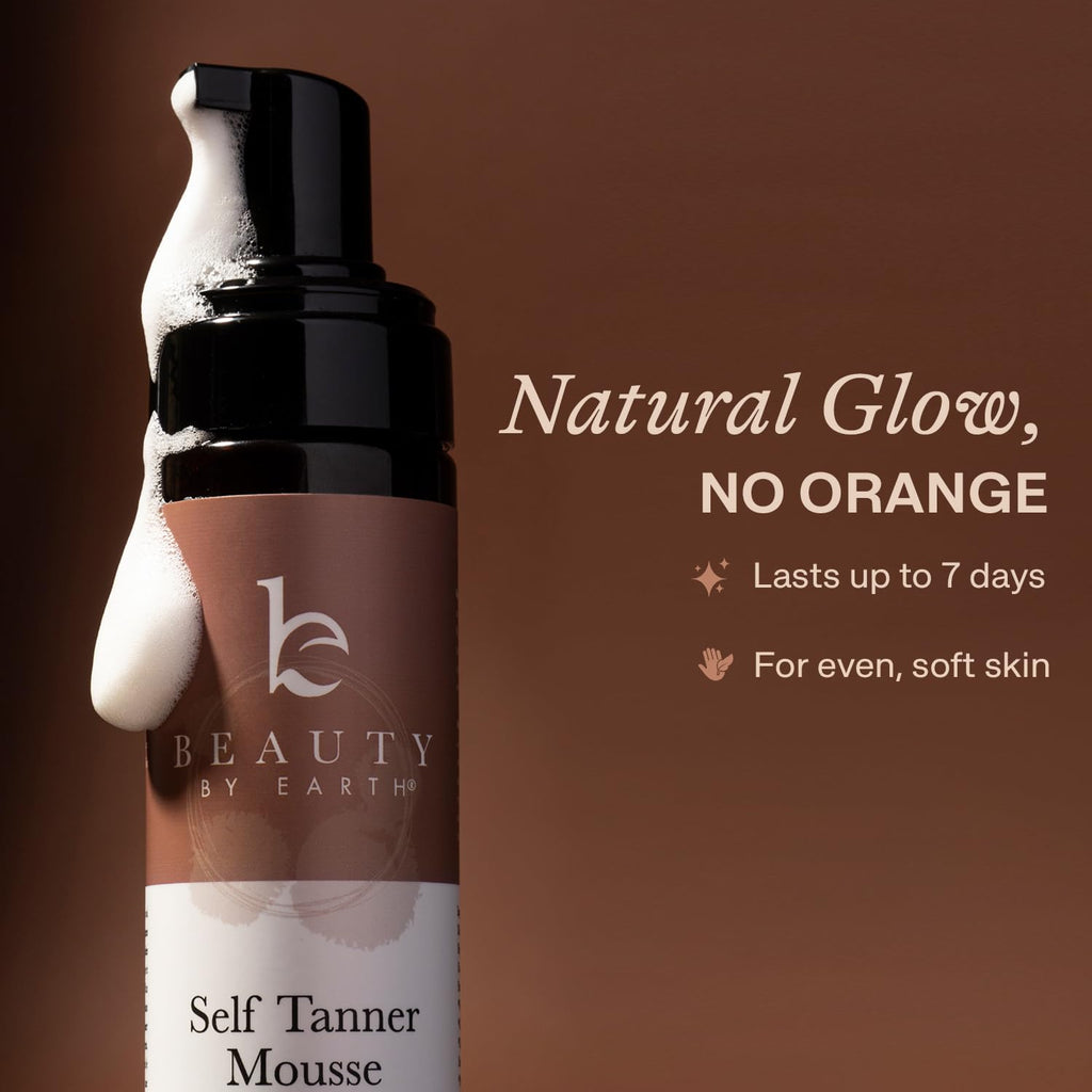 Beauty by Earth Self Tanner Mousse – Extra Dark, Streak-Free, USA Made