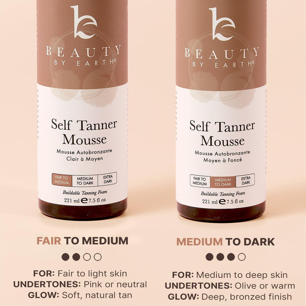 Beauty by Earth Self Tanner Mousse – USA Made, Natural & Organic, Streak-Free Tan