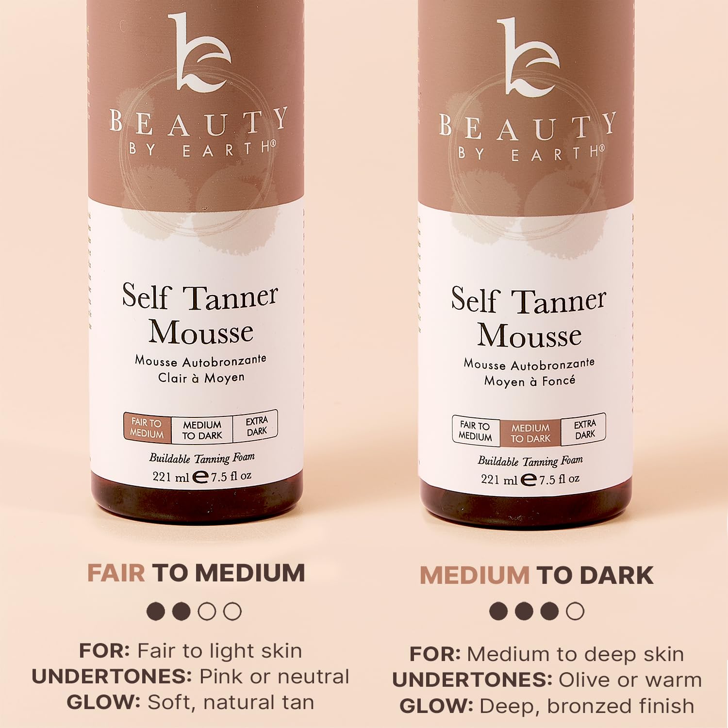 Beauty by Earth Self Tanner Mousse – USA Made, Natural & Organic, Streak-Free Tan