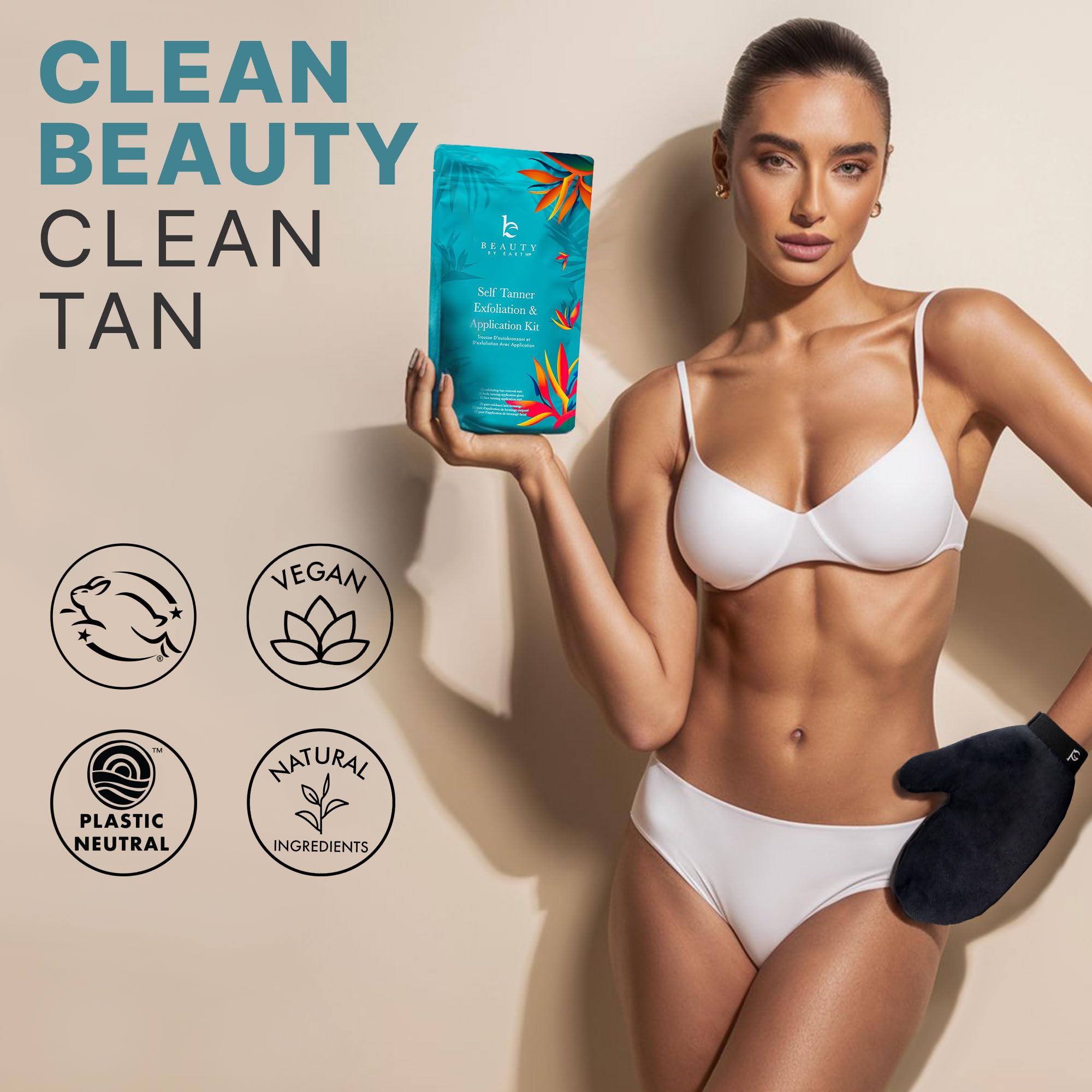 Beauty by Earth Self Tanner Kit – USA Made, Organic & Natural Sunless Tan for Face & Body