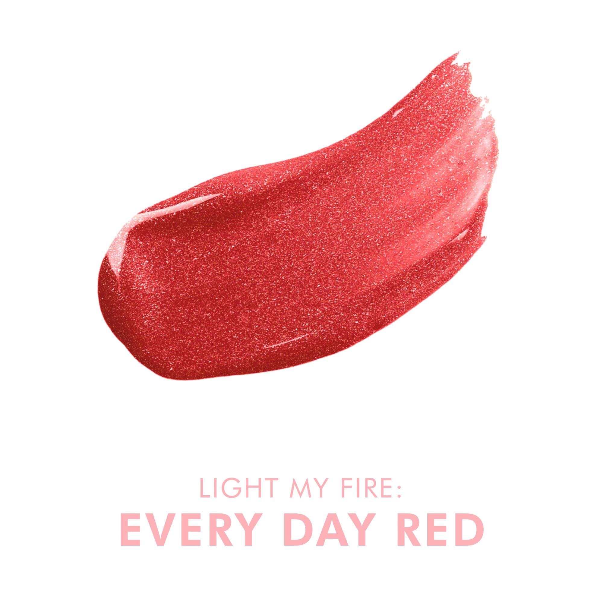 Beauty For Real Lip Gloss + Shine Light My Fire – Opaque Red, Non-Sticky Hydrating Gloss with Mirror Cap & LED Wand