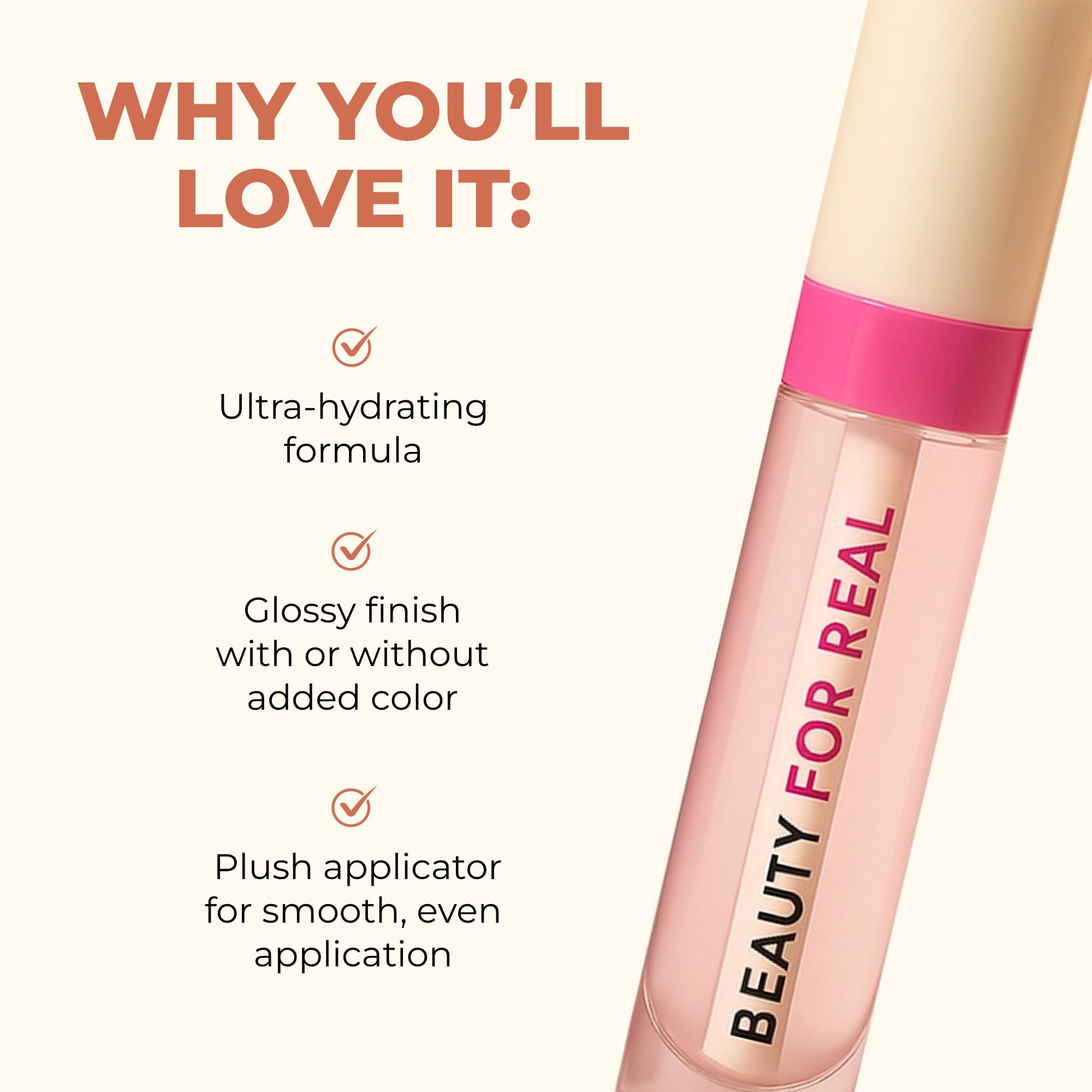 Beauty For Real Lip Revival Hi-Shine Hydrating Lip Oil – Shining Star (Transparent) | Lightweight, Non-Sticky Shine