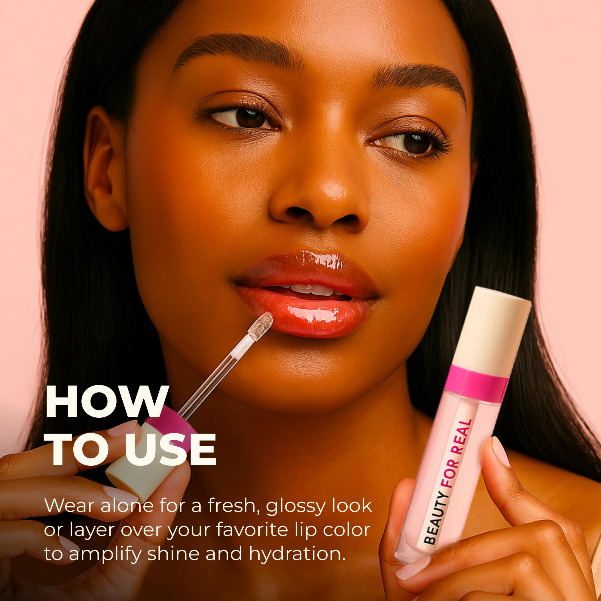 Beauty For Real Lip Revival Hi-Shine Hydrating Lip Oil – Shining Star (Transparent) | Lightweight, Non-Sticky Shine