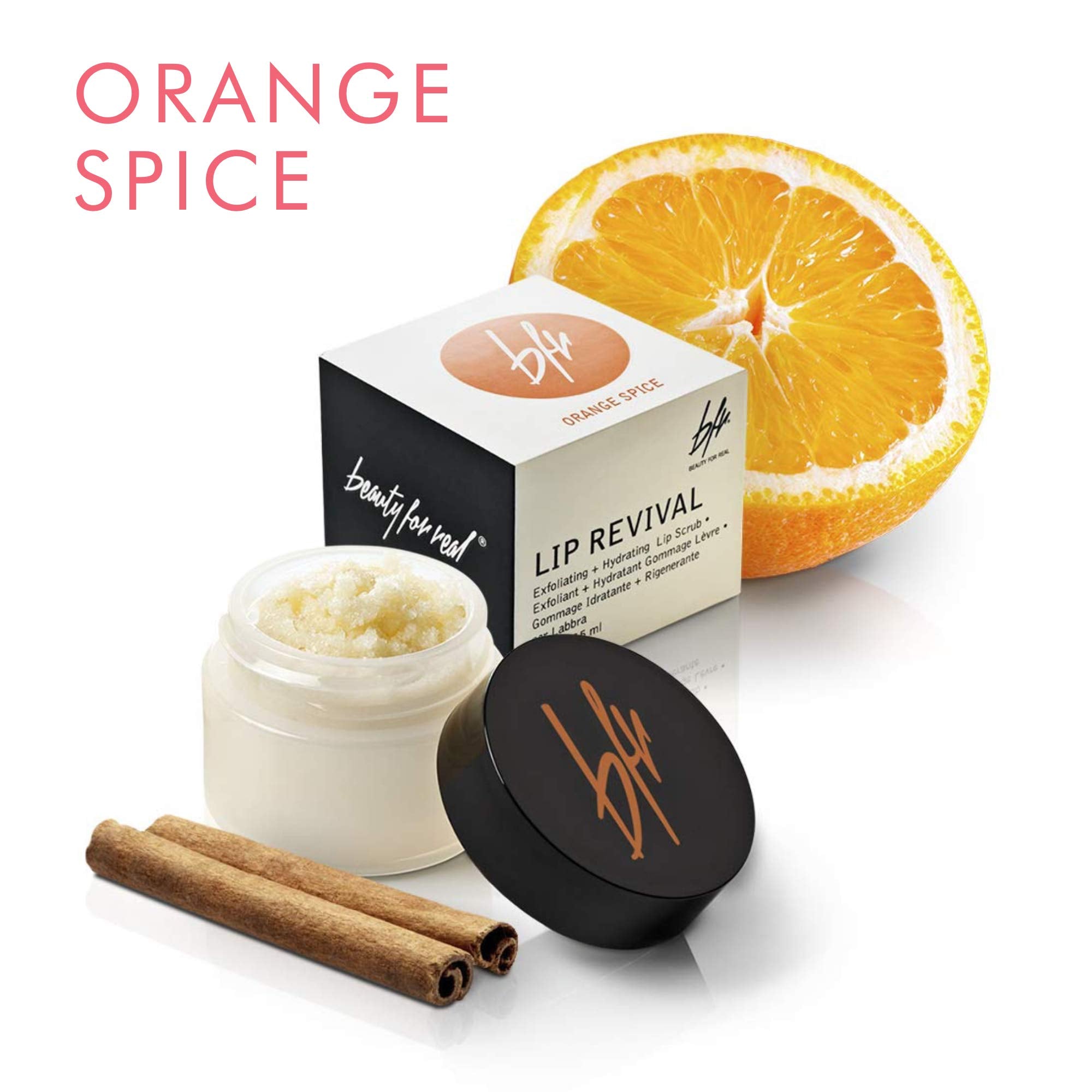 Beauty For Real Lip Revival Set of 2 – Exfoliating Sugar Lip Scrub in Orange Spice & Spearmint | Organic, Vegan, Cruelty-Free