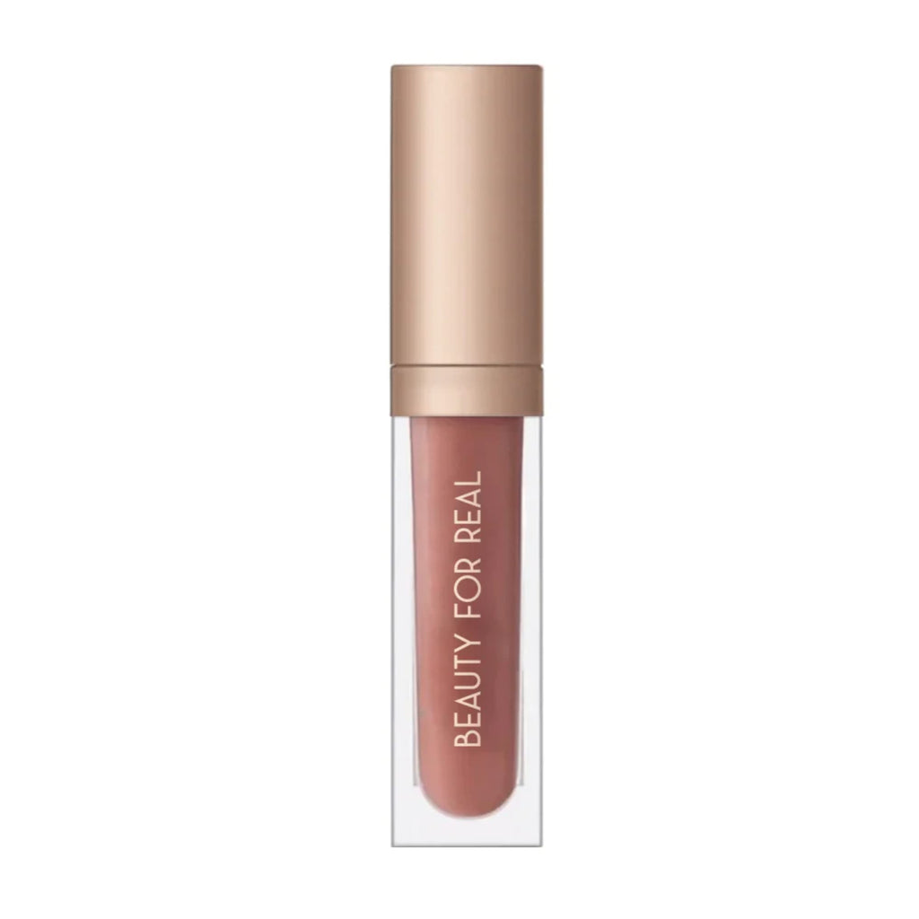 Beauty For Real Nudist Lip Gloss + Shine – Beige Nude Pink, Non-Sticky Plumping Gloss 0.15 fl oz
