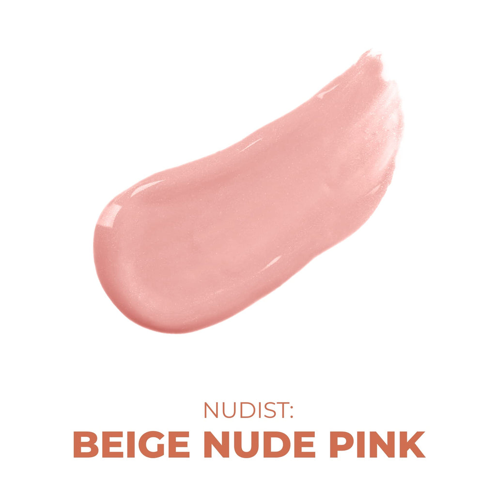 Beauty For Real Nudist Lip Gloss + Shine – Beige Nude Pink, Non-Sticky Plumping Gloss 0.15 fl oz