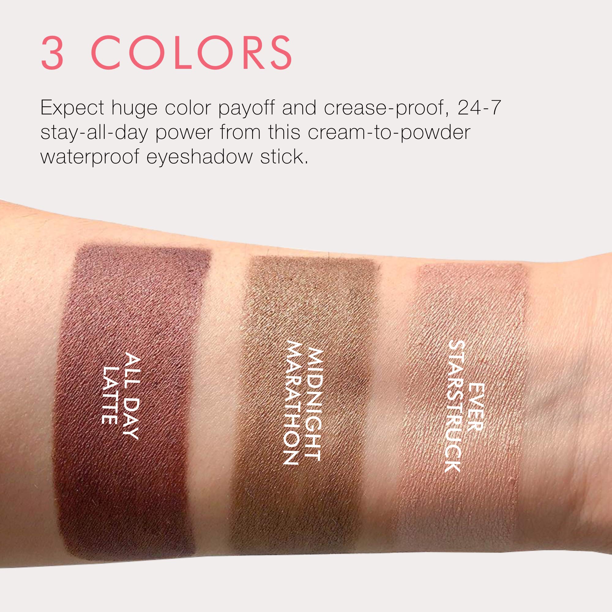 Beauty For Real Shadow Stx Midnight Marathon - Universal Topaz Caramel Shimmer, Waterproof Cream-to-Powder Eyeshadow Stick