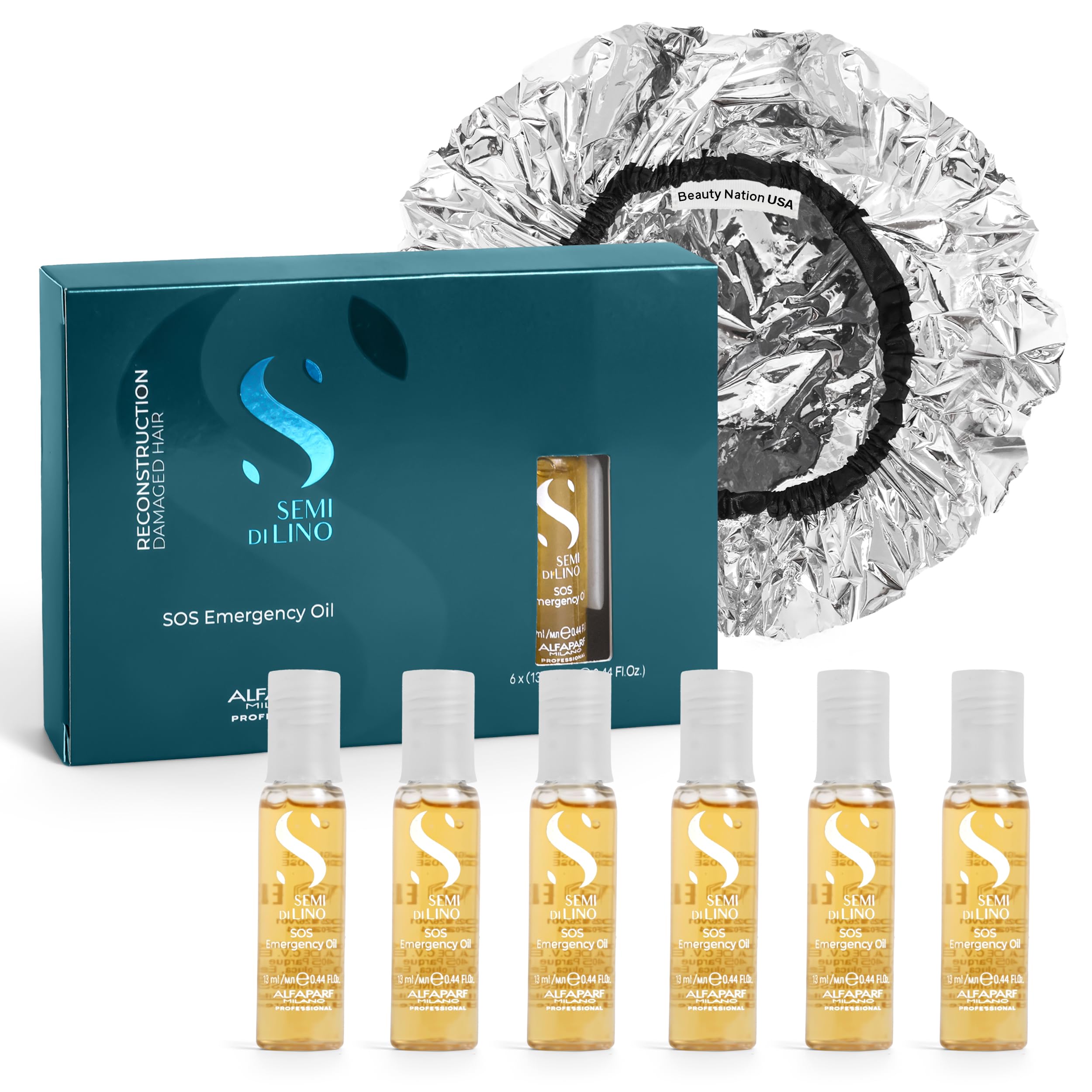 Alfaparf SOS Reconstruction Reparative Emergency Oil — 6 Vials + Conditioning Cap | Beauty Nation USA