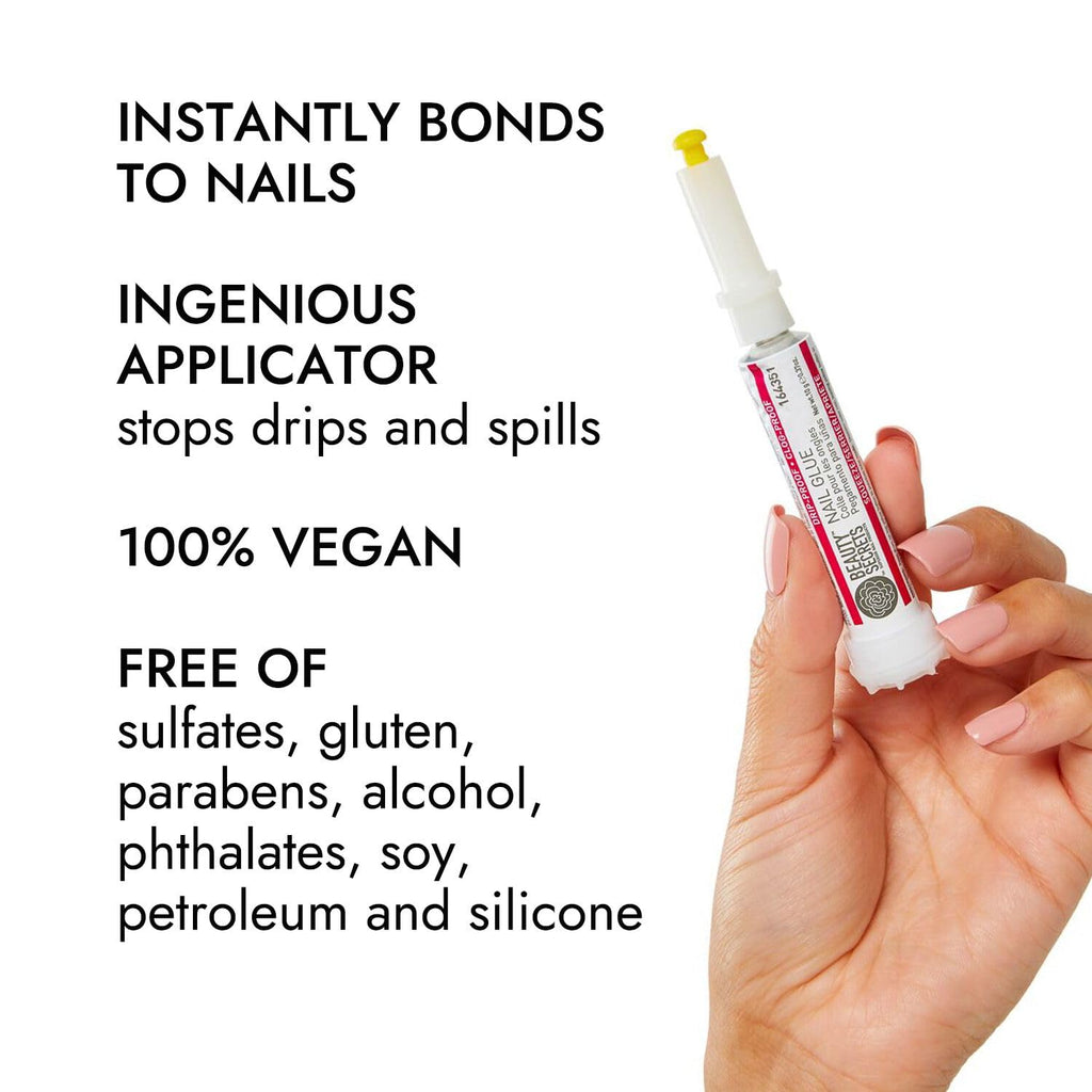 Beauty Secrets Drip & Clog Proof Nail Glue (3 Pack) – Quick-Dry, Strong Bond, Portable