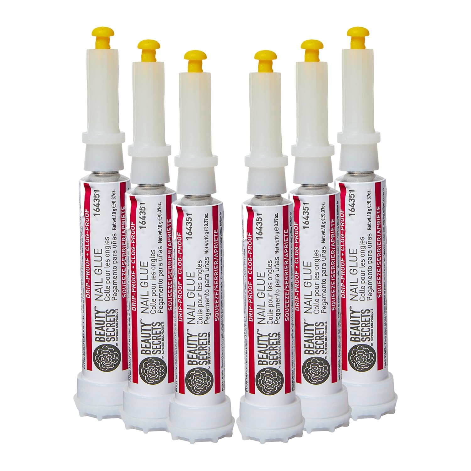 Beauty Secrets Nail Glue Drip & Clog Proof, 6 Pack | Quick-Dry Bond