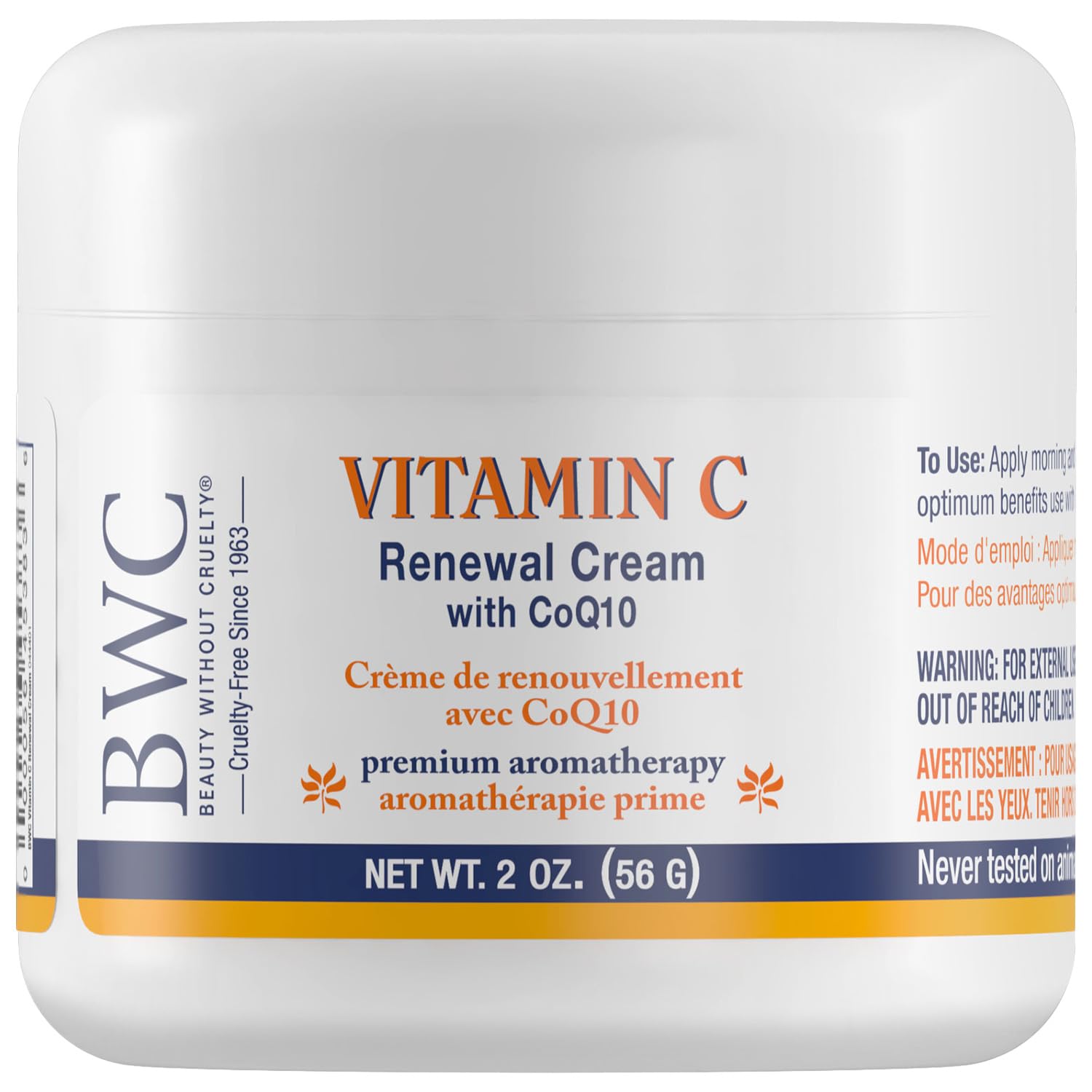 Beauty Without Cruelty Vitamin C Renewal Cream with CoQ10 – Vegan Aromatherapy Face Cream, 2 oz