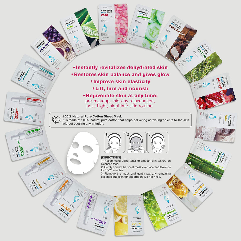 BEAUTY29 Hyaluronic Aqua Plus Mask 14-Pack – Hydration & Soothing (Royal Jelly)