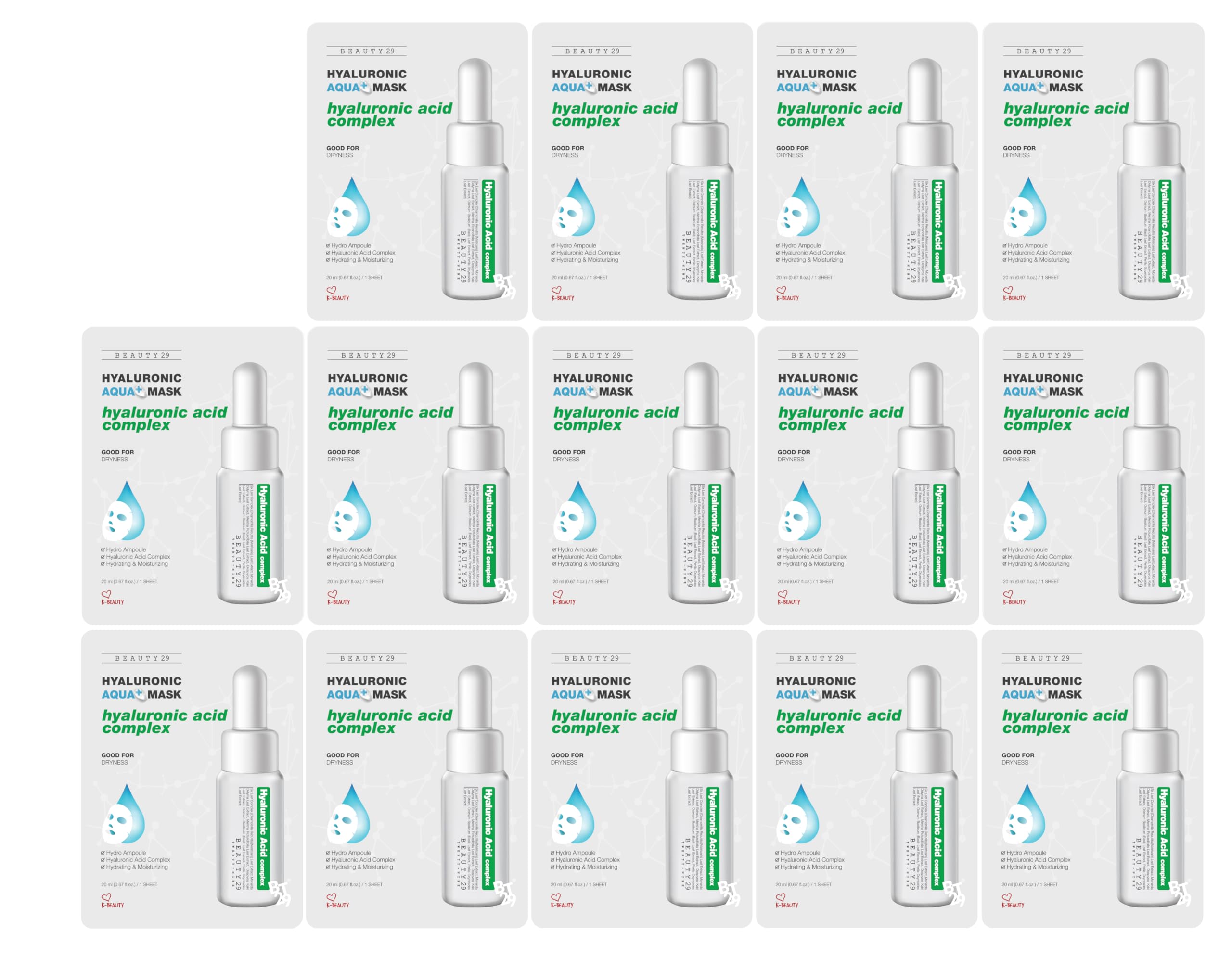 BEAUTY29 Hyaluronic Aqua Plus Essence Mask — 14-Sheet Full Face Hydration Set (2 Weeks)