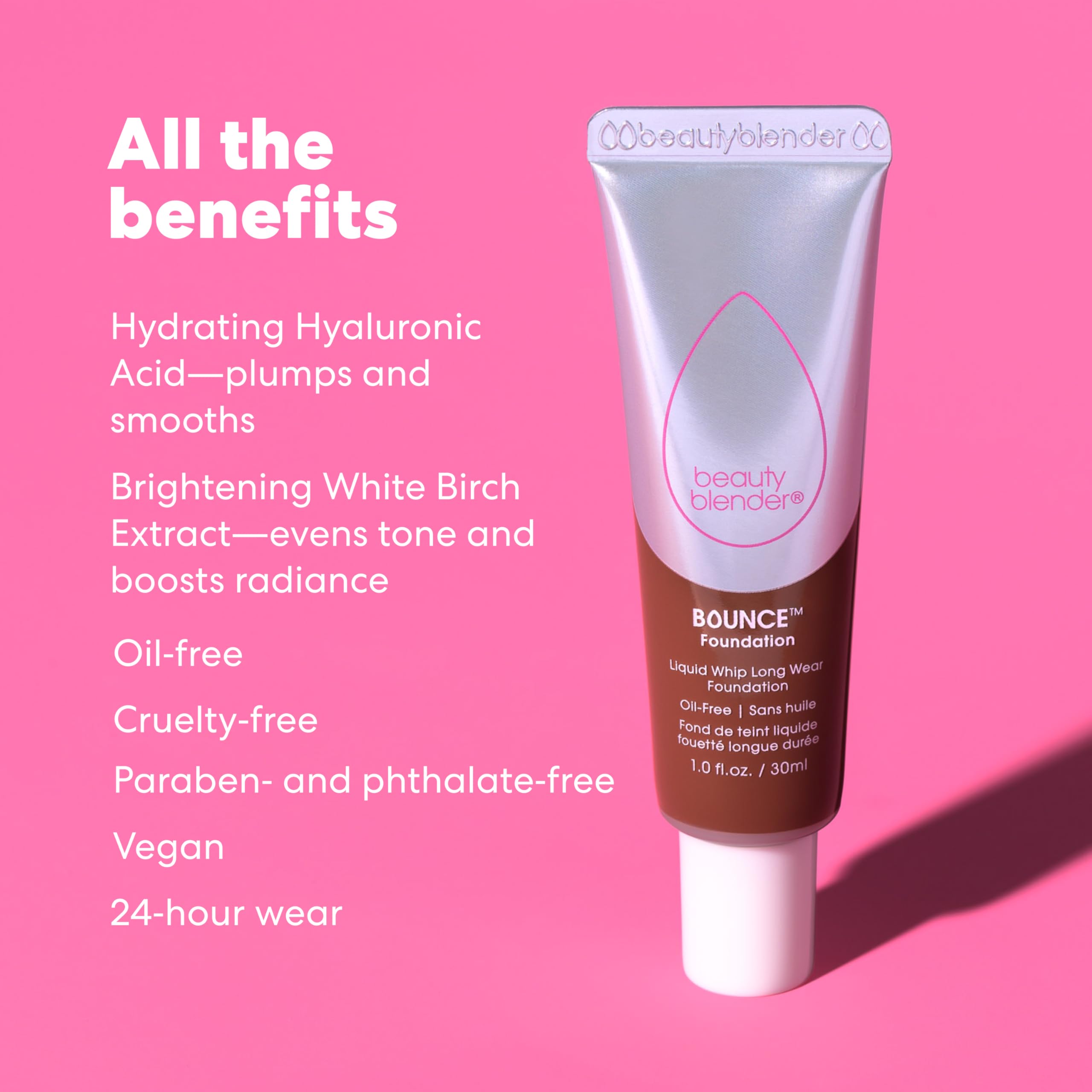 Beautyblender Bounce Liquid Whip Foundation — Full-Coverage Natural Matte, Oil-Free, 24H Wear (4.60 N Deep Caramel, Version 2.0)