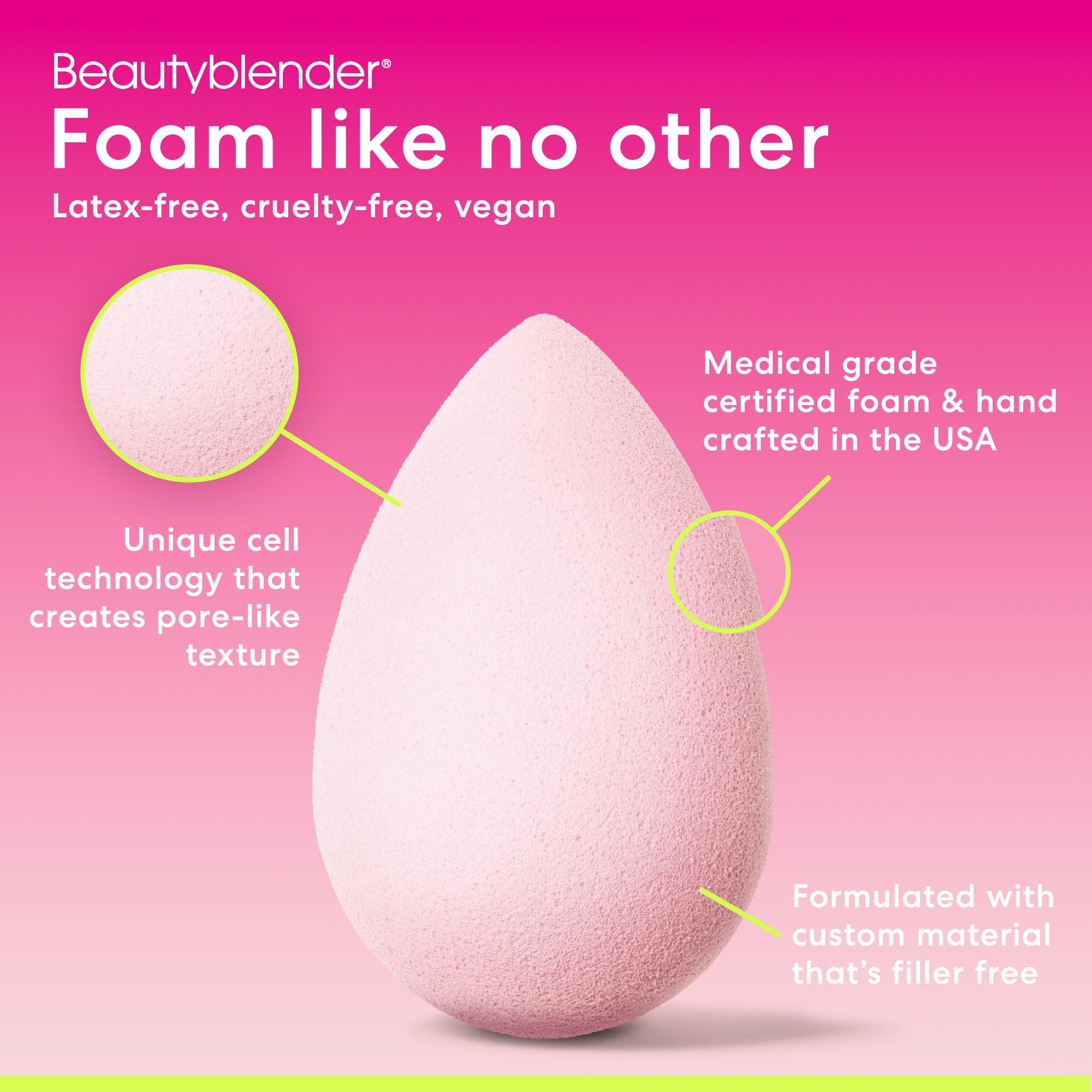 Beautyblender Bubblegum Sponge – Aqua-Activated Makeup Blender, Vegan & Cruelty-Free, Made in USA