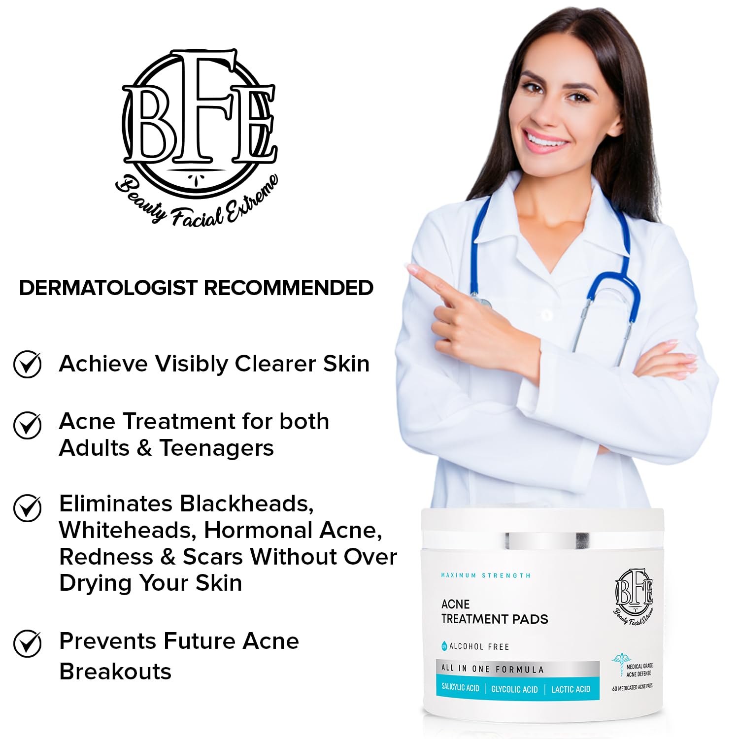 Beauty Facial Extreme Acne Treatment Pads – Clear Pimples, Oily Skin & Pores