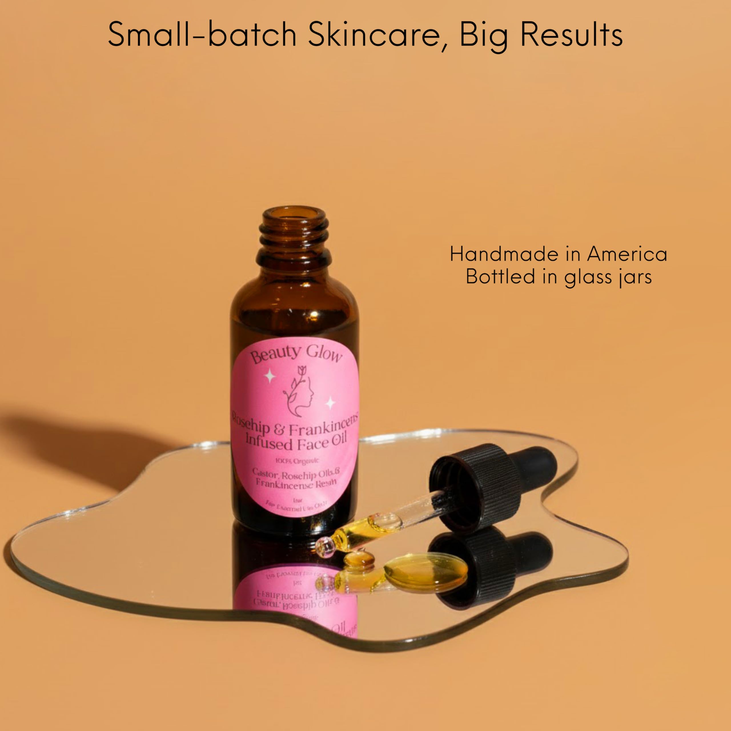 Beauty Glow Frankincense Resin Infused Castor & Rosehip Oil – Facial Moisturizer & Serum | 1 Fl Oz