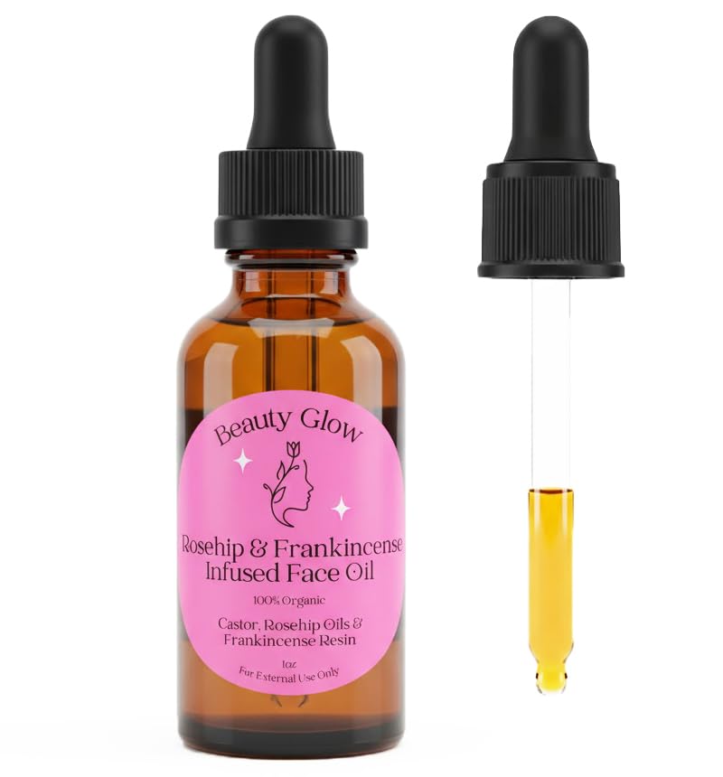 Beauty Glow Frankincense Resin Infused Castor & Rosehip Oil – Facial Moisturizer & Serum | 1 Fl Oz