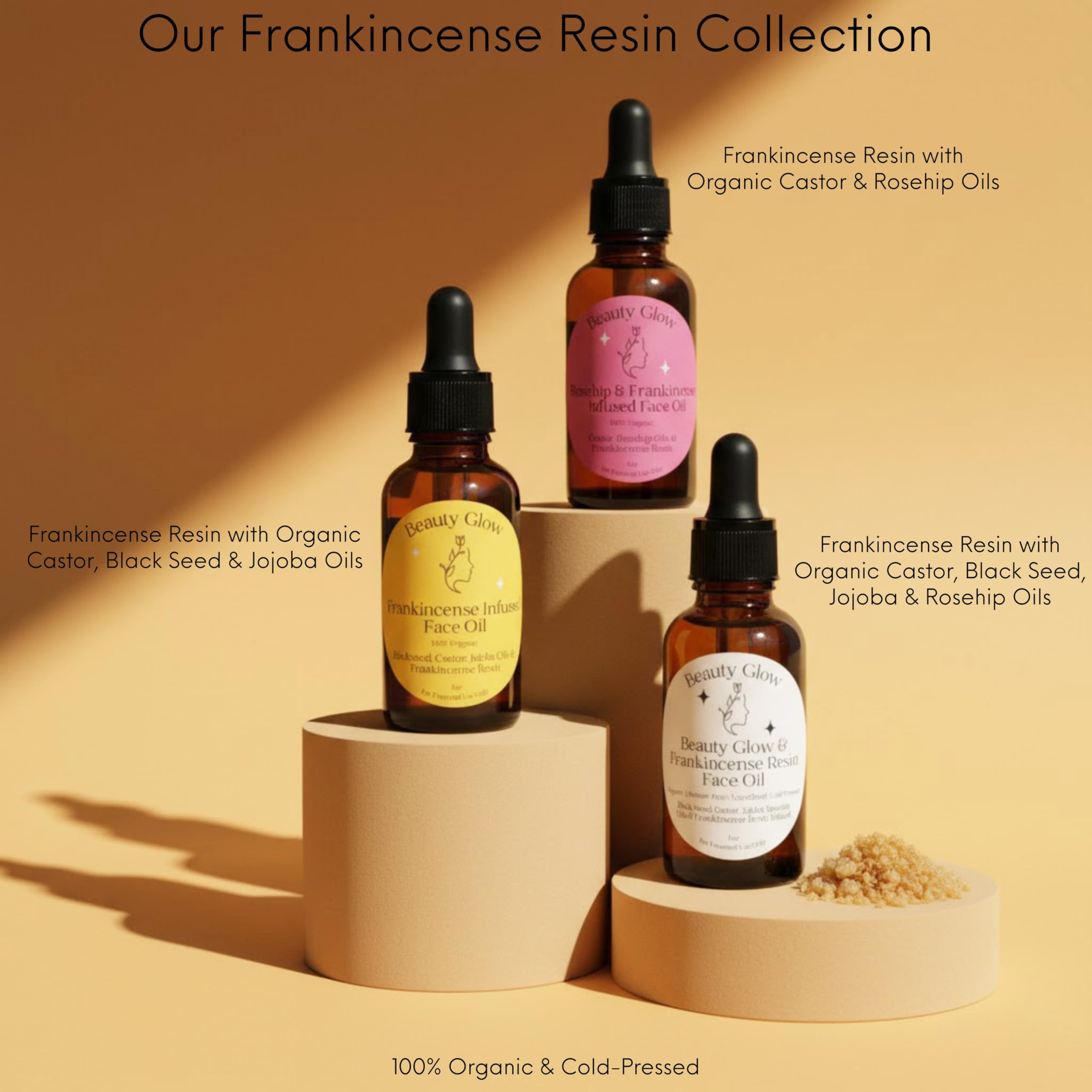 Beauty Glow Frankincense Resin Infused Castor & Rosehip Oil – Facial Moisturizer & Serum | 1 Fl Oz