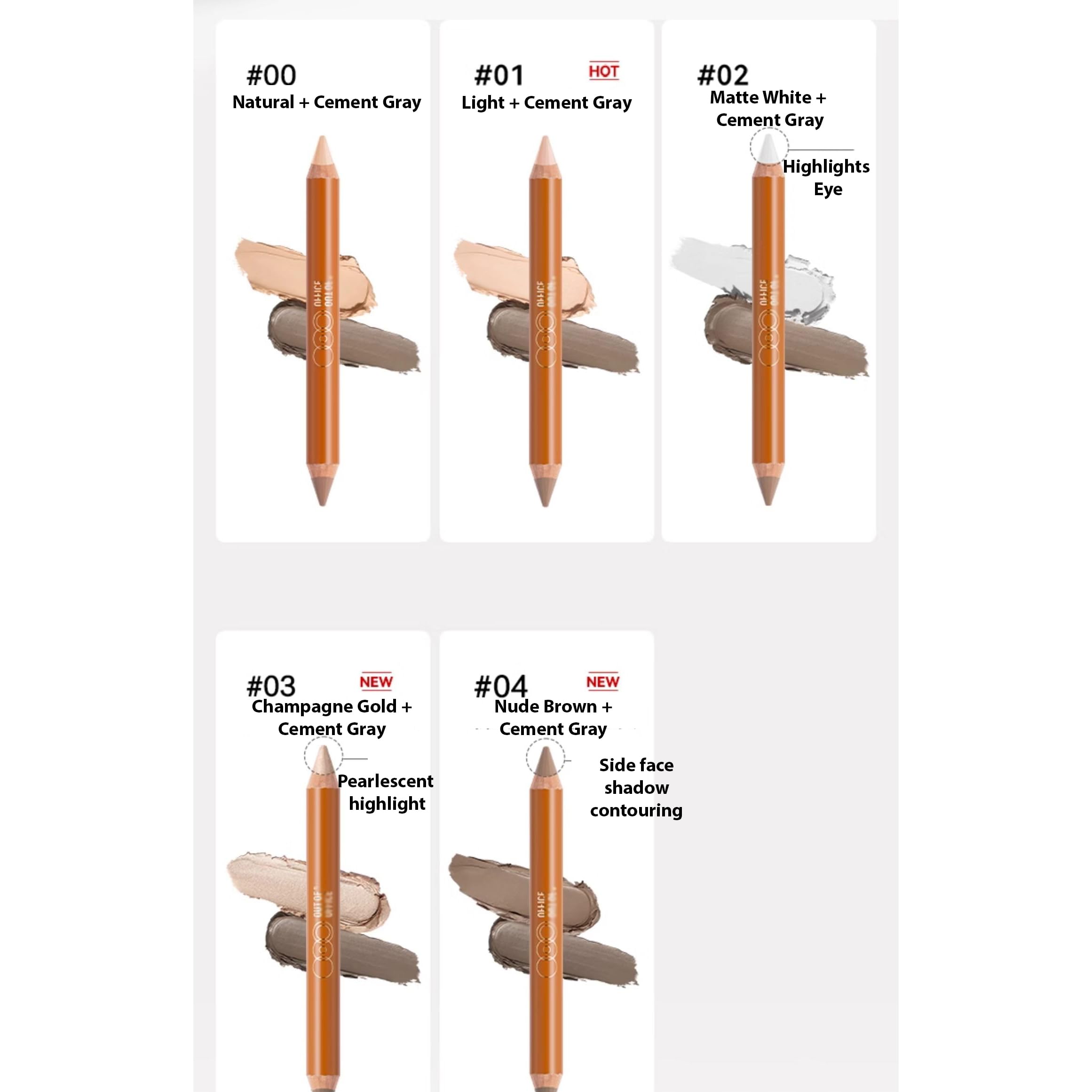 BeautyMall 1 PC Double Ends Contour Pencil Highlighter – Multi-Functional Contour & Highlight Duo (02#, 5g)