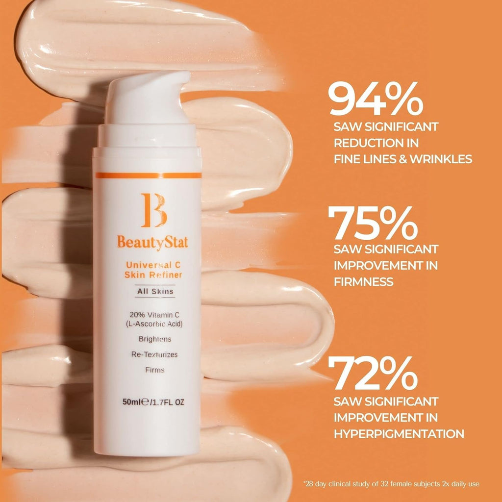 BeautyStat Brighten & Strengthen Travel Starter Kit | Universal C Skin Refiner, Probiotic Moisture Boost Cream & Microbiome Purifying Cleanser + 3 Peels