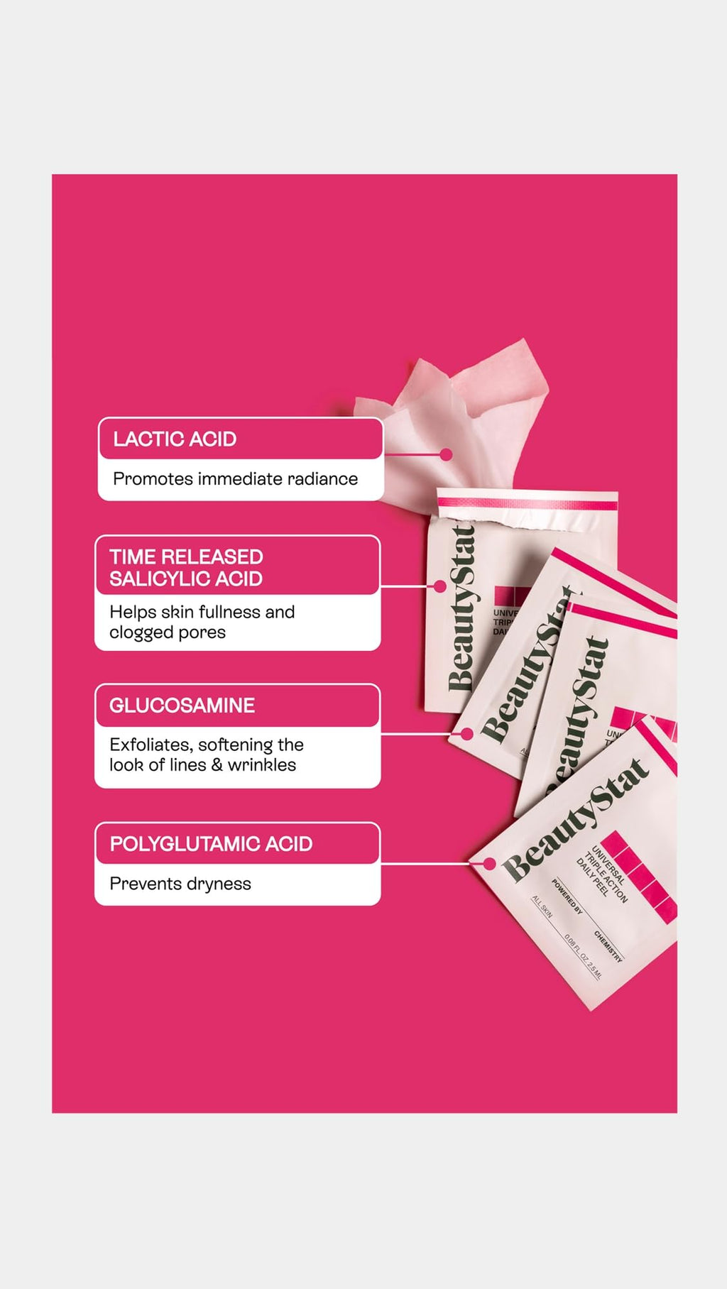 BeautyStat Triple Action One-Step Daily Exfoliating Peel Pad — Uneven Tone & Texture, Enlarged Pores (Made in USA)
