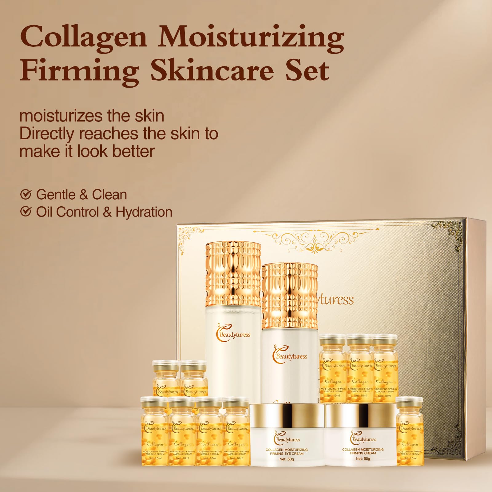 Beautyturess Anti-Aging Skincare Set with Snail Mucin & Collagen | Deep Moisturizing & Firming
