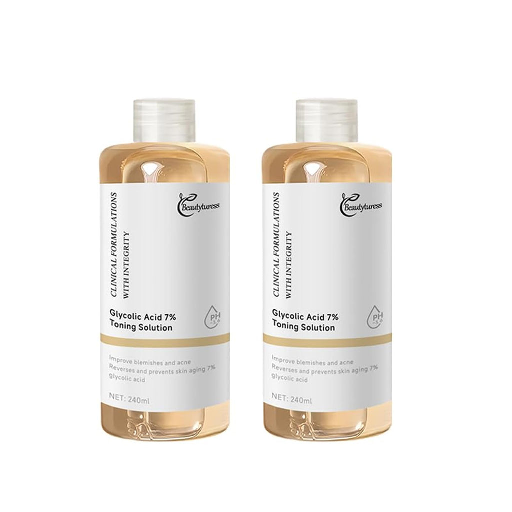 BEAUTYTURESS Glycolic Acid 7% Toning Solution – Exfoliate, Refine Texture & Even Tone (8.12 fl oz x 2)