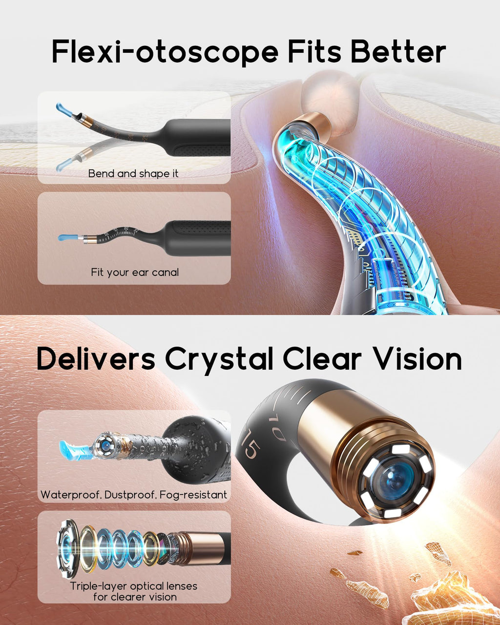 BEBIRD Earsight Plus R37R Ear Cleaning Camera | Wireless Otoscope, 4 Tips, Soft Silicone Tip, 3P Waterproof HD — FSA/HSA Eligible