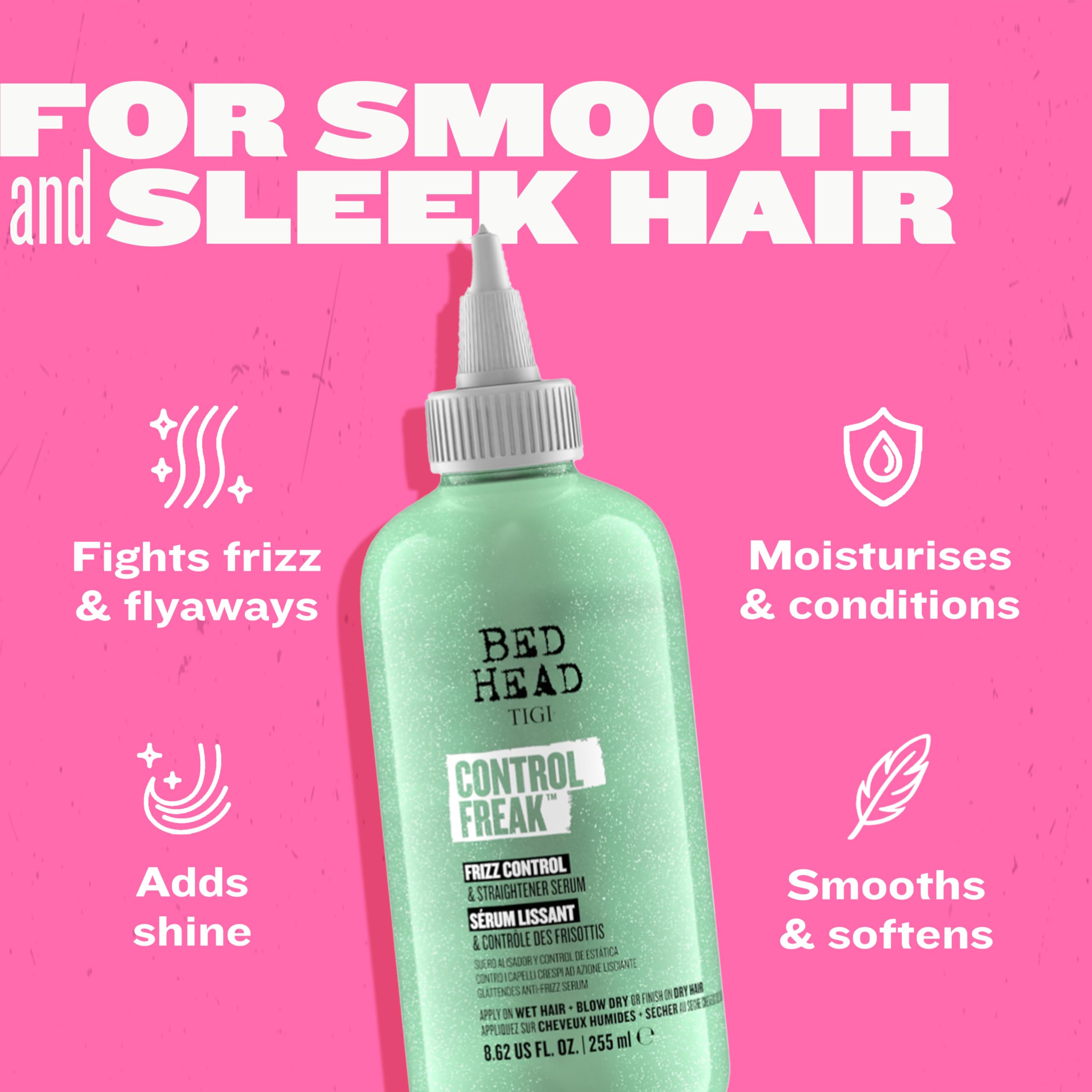 Bed Head by TIGI Control Freak Frizz Control & Straightening Serum – 8.62 oz (2 Pack)