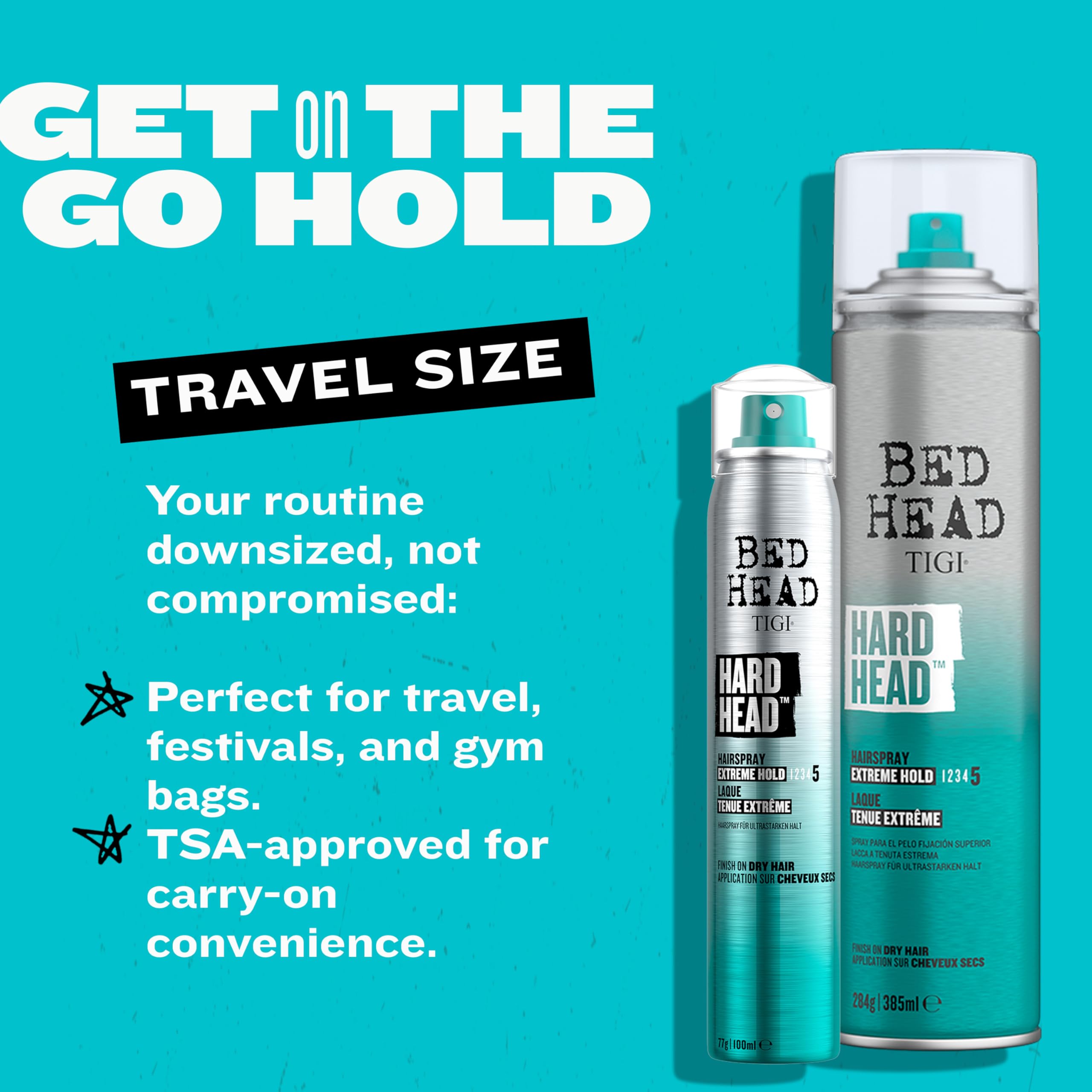 Bed Head Hard Head Hairspray – Extra Strong Hold, Natural Shine | 2-Pack, 3 oz