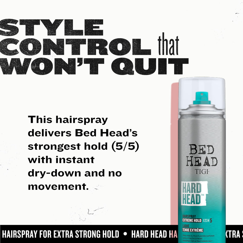 Bed Head Hard Head Hairspray — Extra Strong Hold, Natural Shine, 11.7 oz (6-Pack)