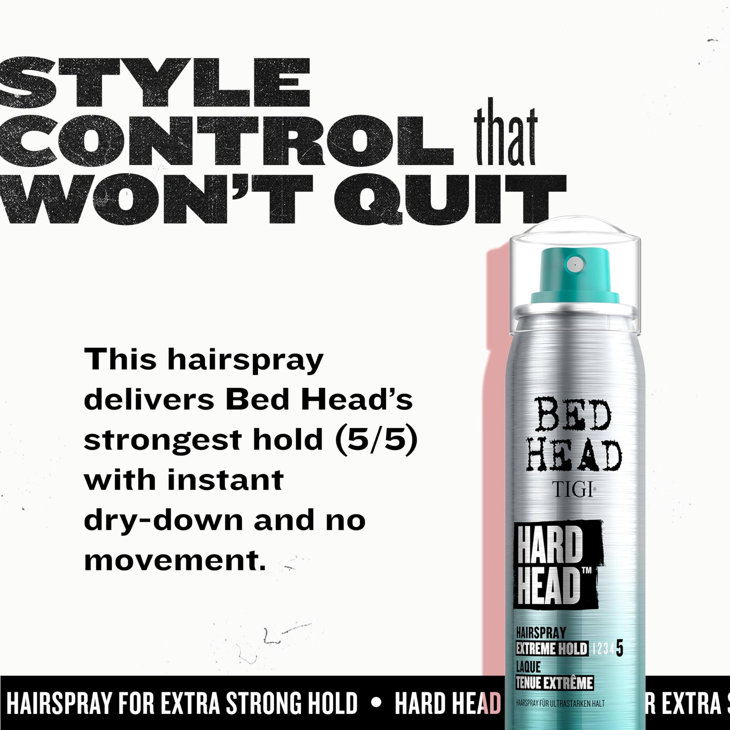 Bed Head Hard Head Hairspray – Extra Strong Hold, Natural Shine | 2-Pack, 3 oz