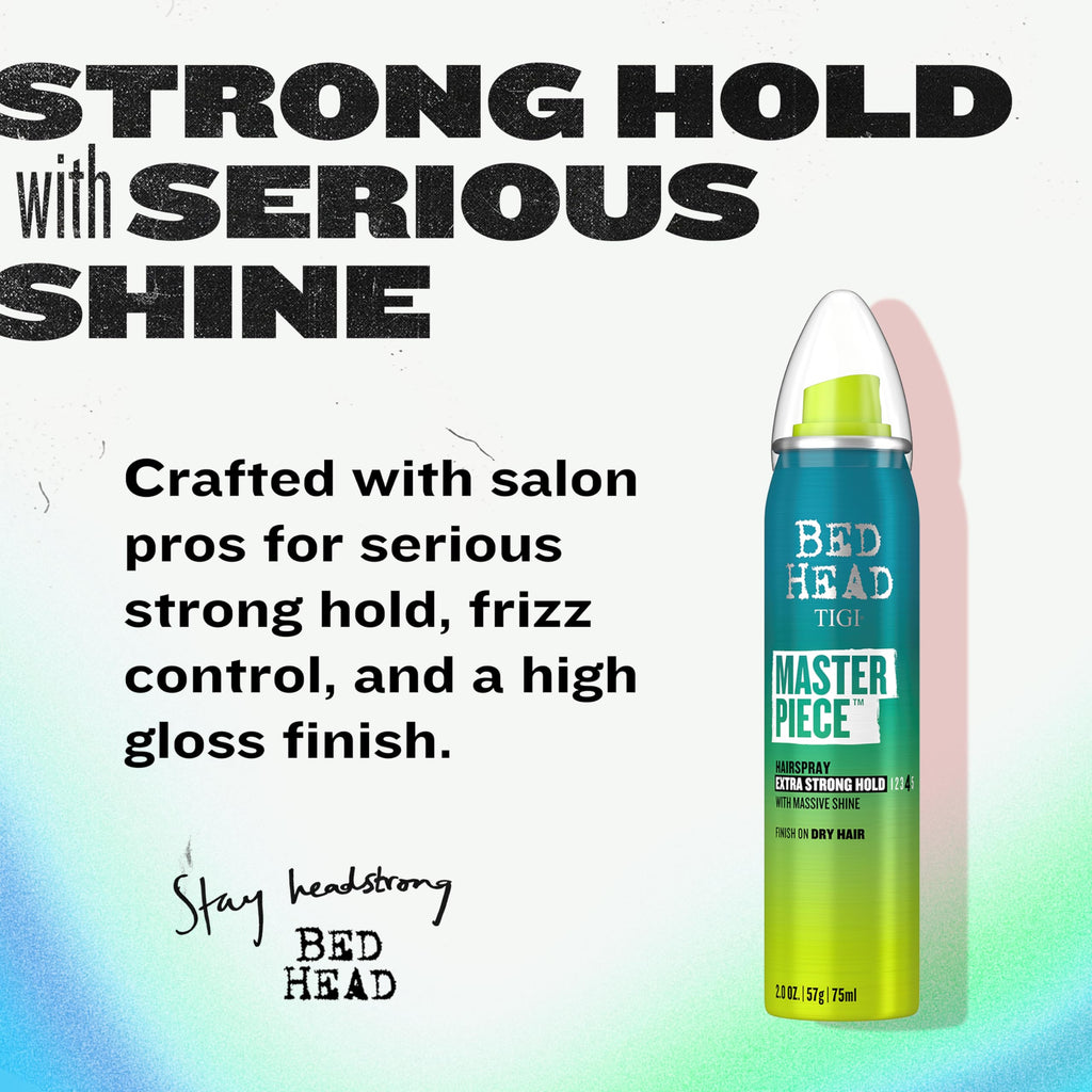 Bed Head Masterpiece Hairspray – Extra Strong Hold with Glossy Finish – 2 Pack (2.0 oz each)