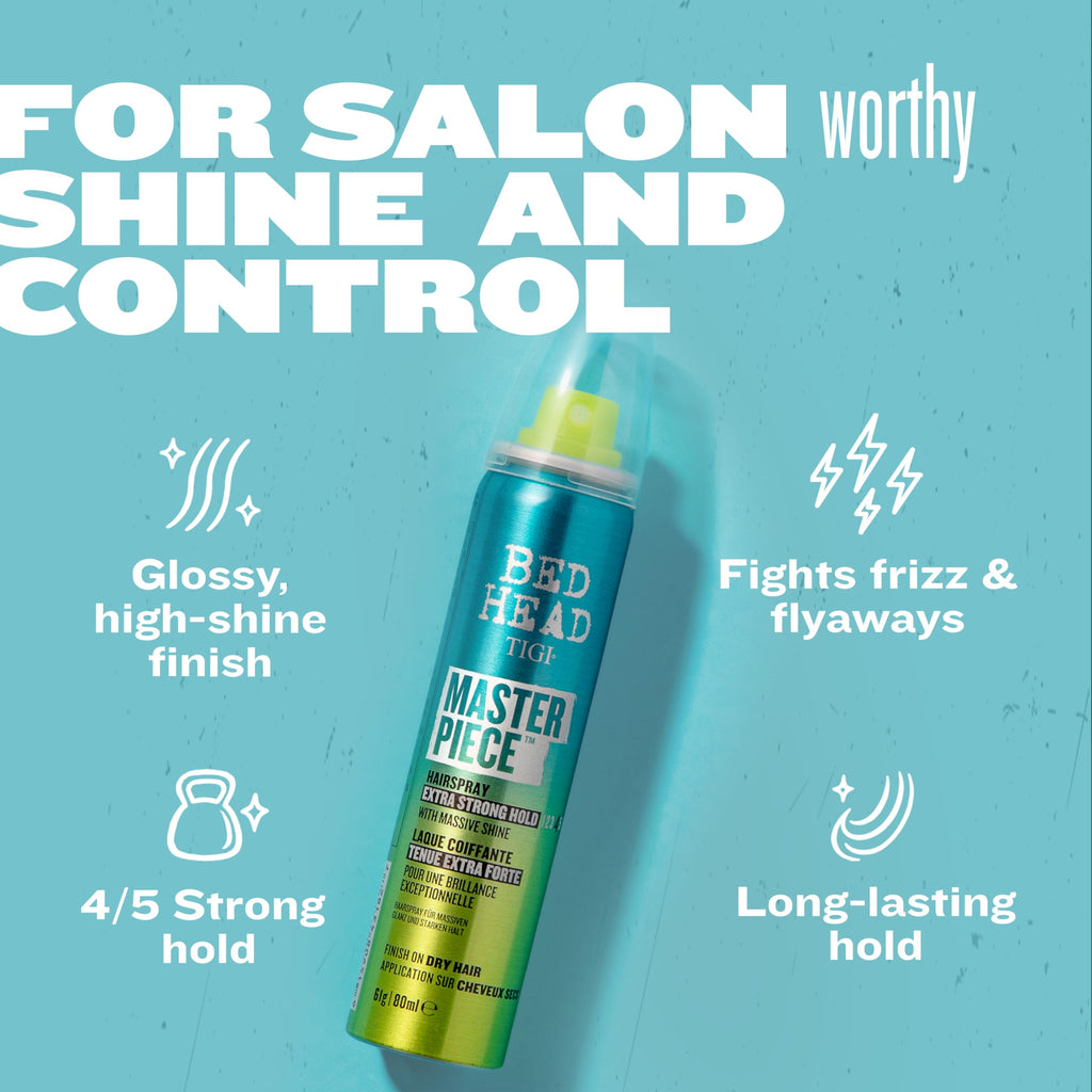 Bed Head Masterpiece Hairspray – Extra Strong Hold with Glossy Finish – 2 Pack (2.0 oz each)