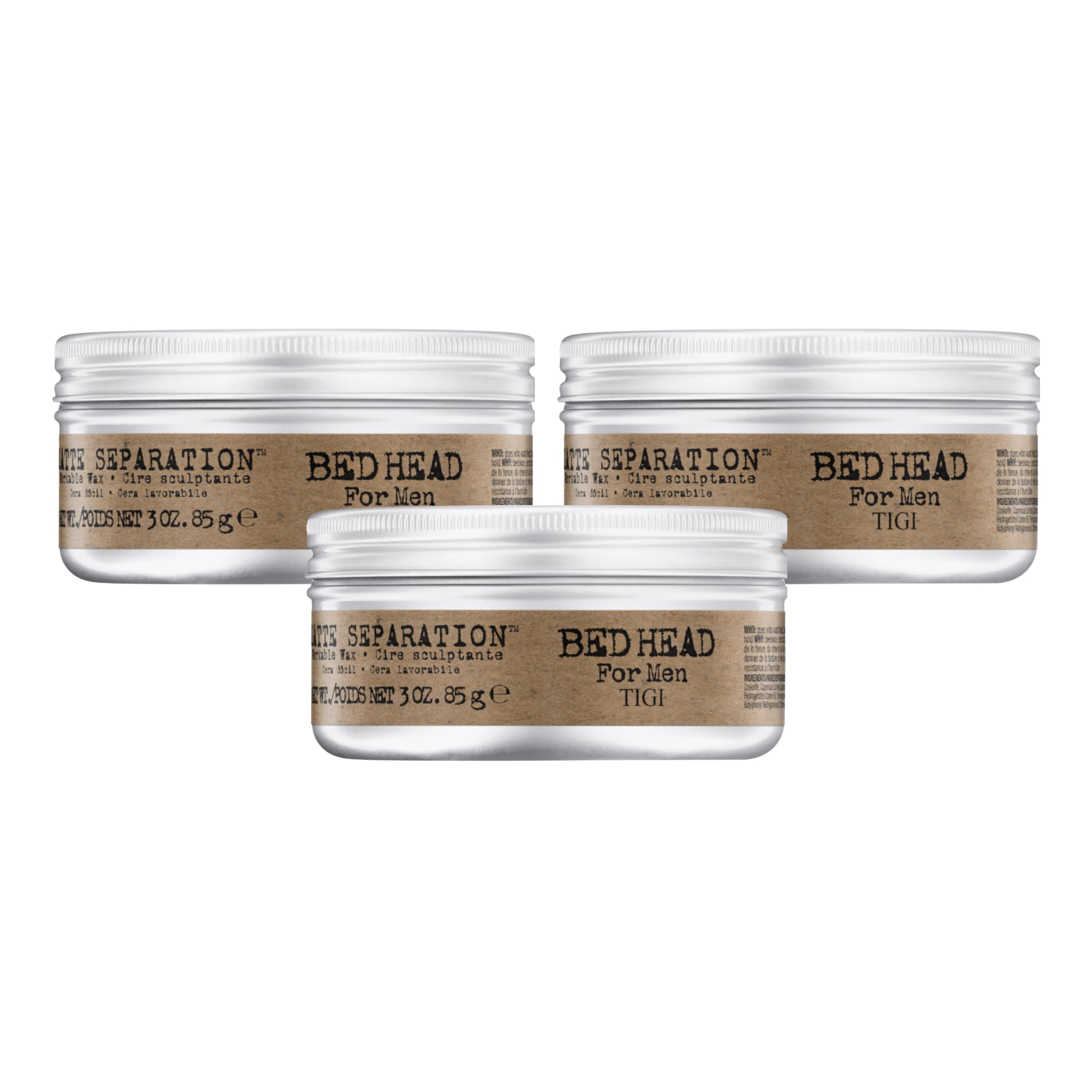 Bed Head Matte Separation Wax for Men – Strong Hold & Versatile Texture (3 oz, 3 Pack)