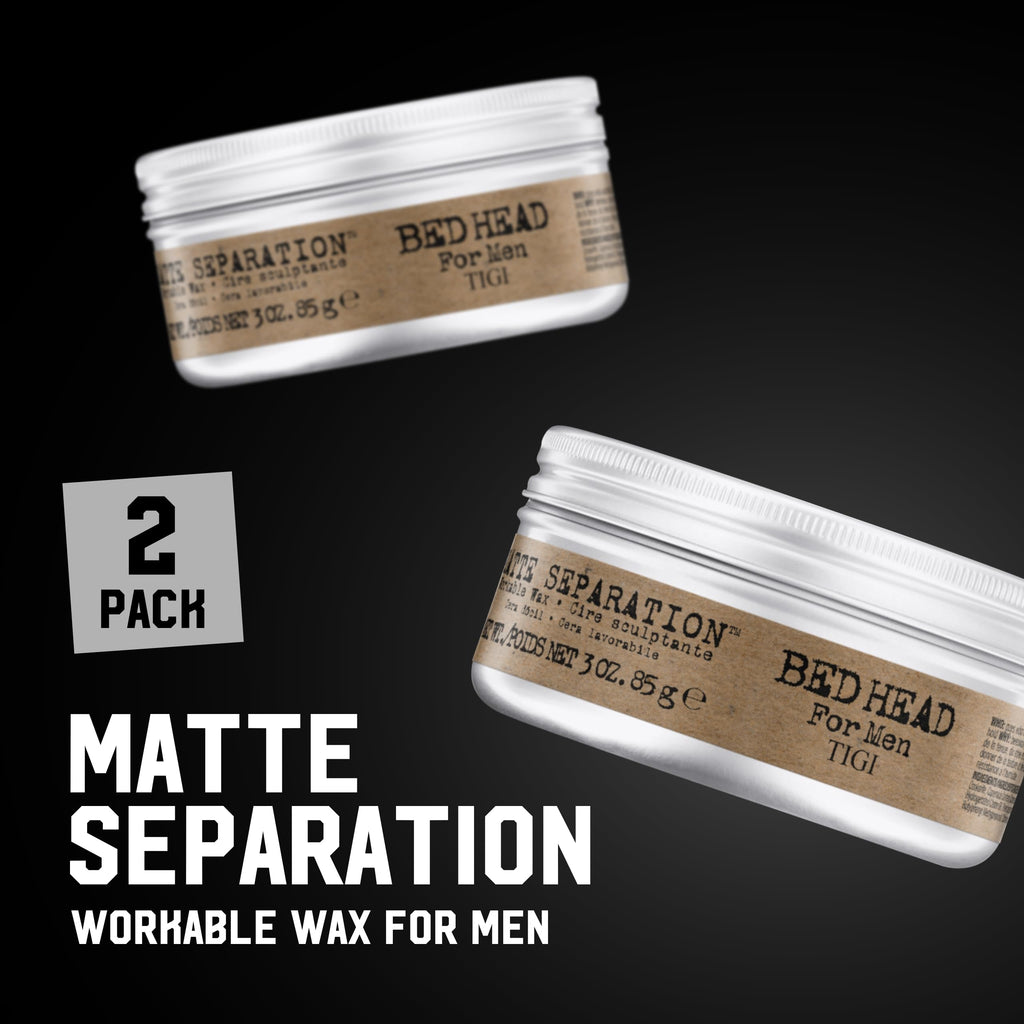 Bed Head for Men Matte Separation Wax – Strong Hold, Matte Texture, Humidity-Resistant, 3 oz (2 Pack)
