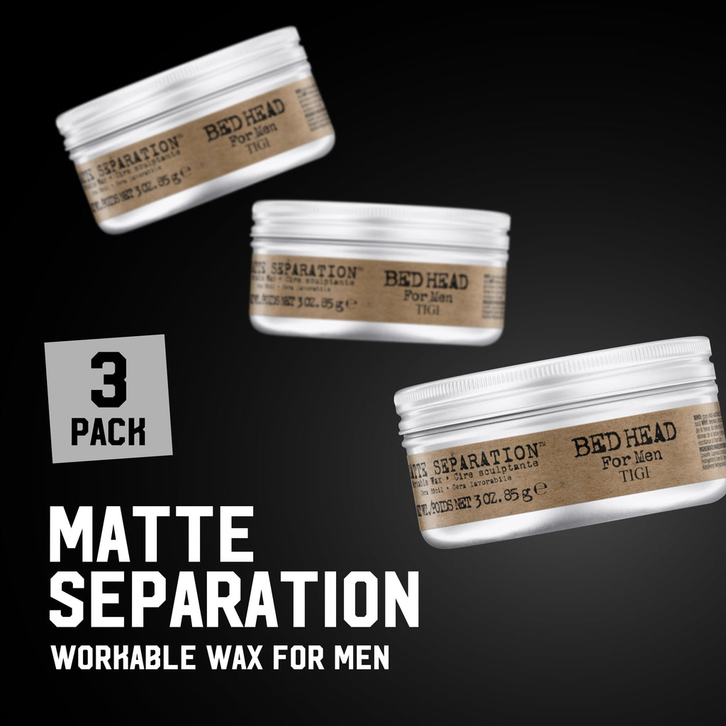 Bed Head Matte Separation Wax for Men – Strong Hold & Versatile Texture (3 oz, 3 Pack)