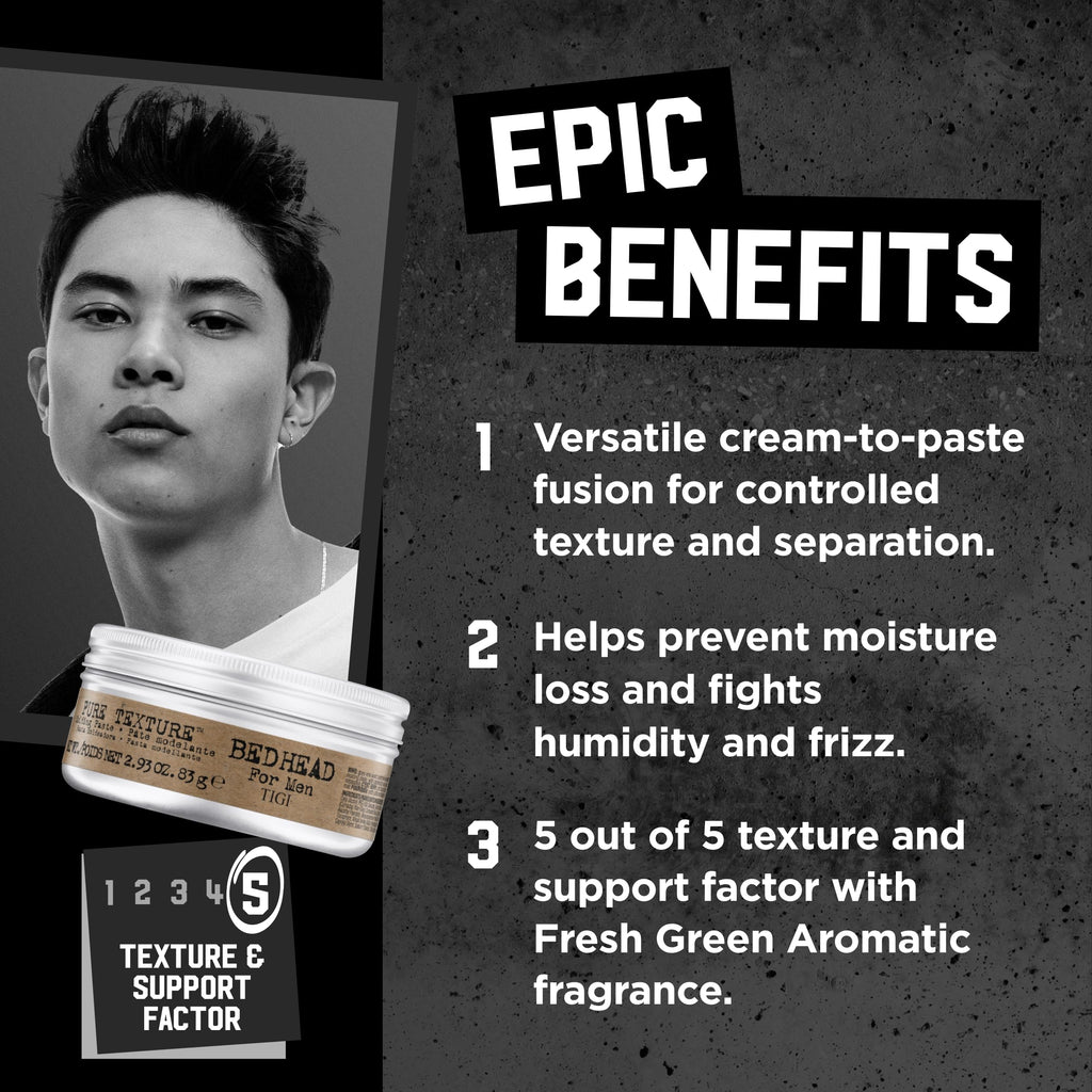 Bed Head Pure Texture Molding Paste for Men – Texture, Hold & Matte Finish (2-Pack)