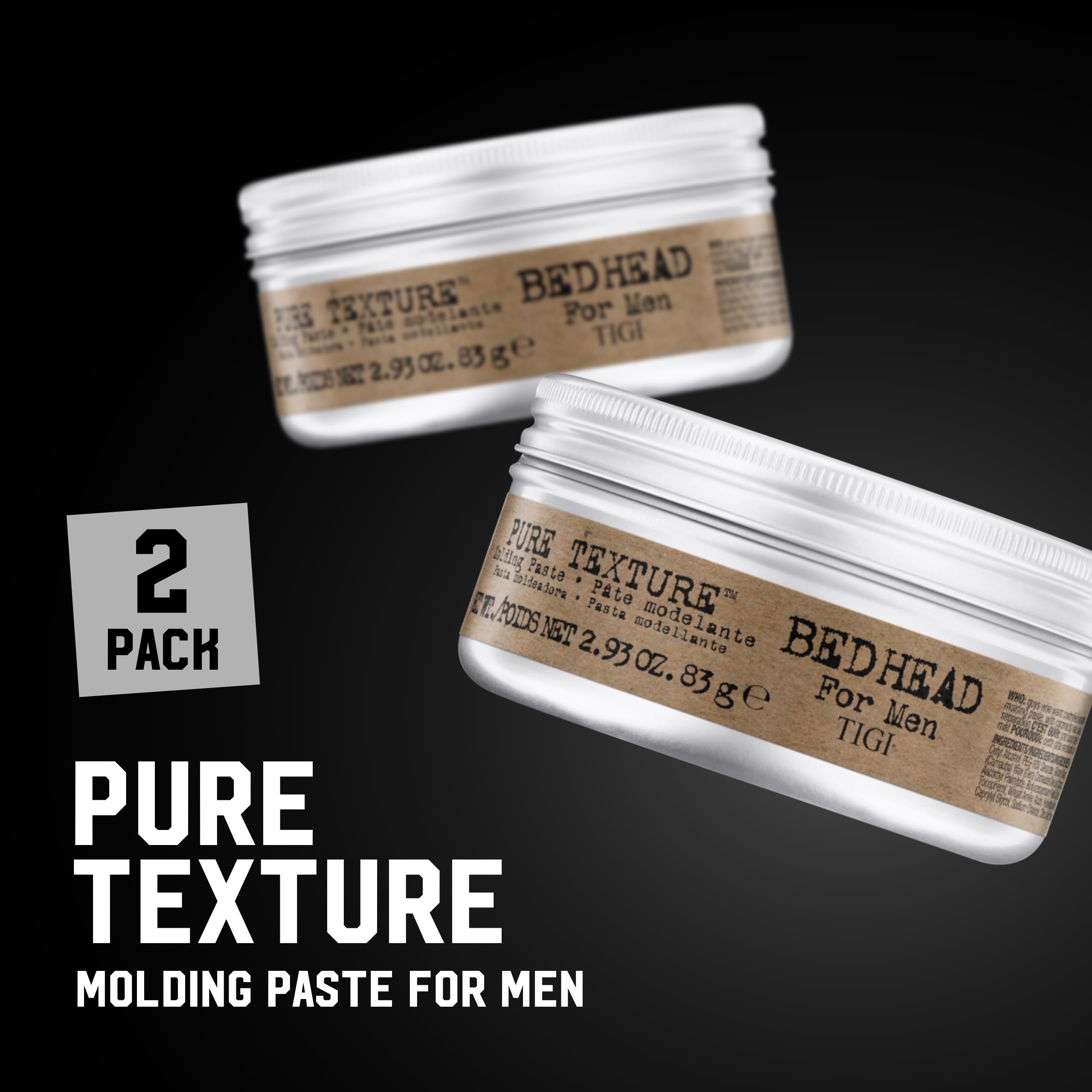 Bed Head Pure Texture Molding Paste for Men – Texture, Hold & Matte Finish (2-Pack)