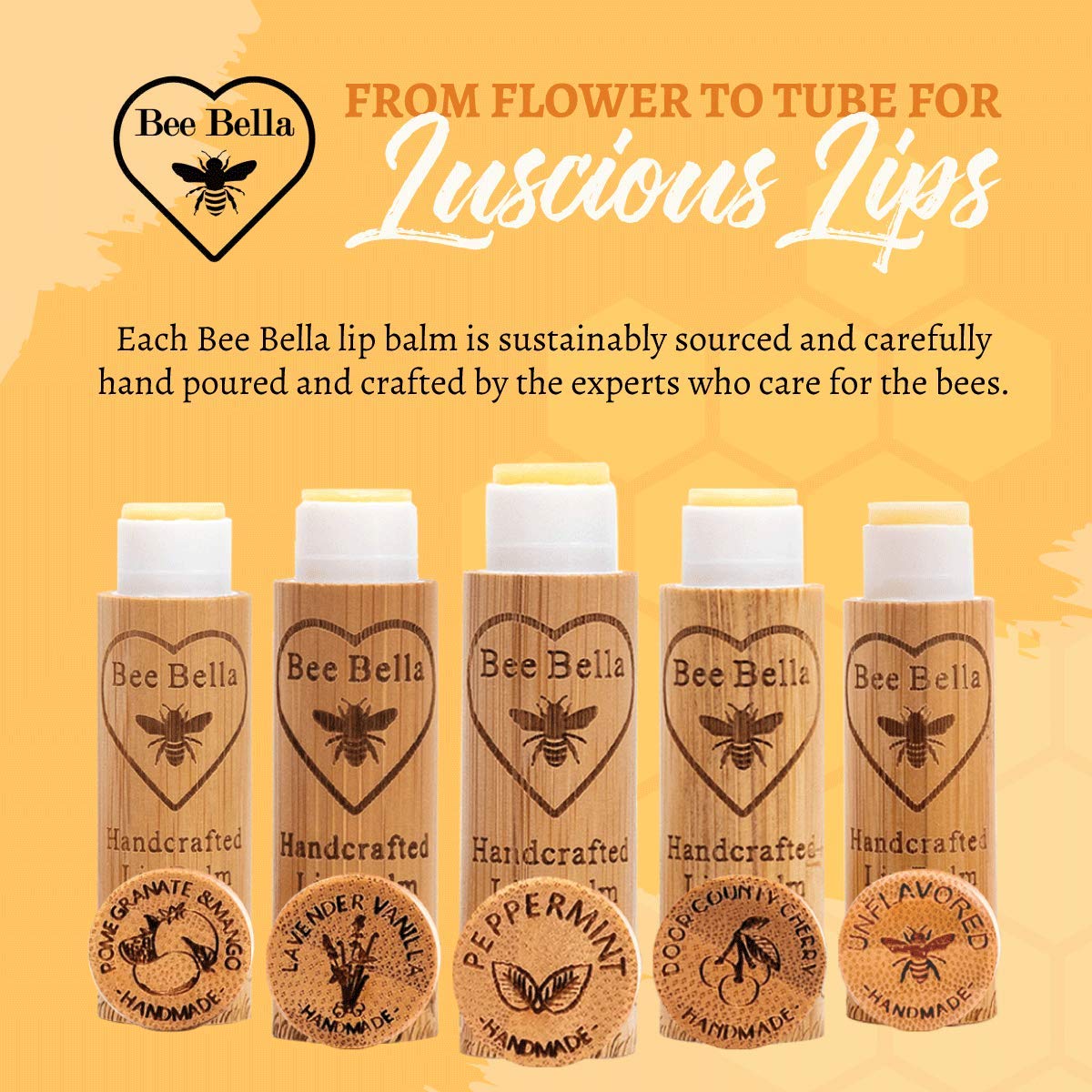 Bee Bella Lip Balm Peppermint 3-Pack | Natural Hydration, Handmade in USA