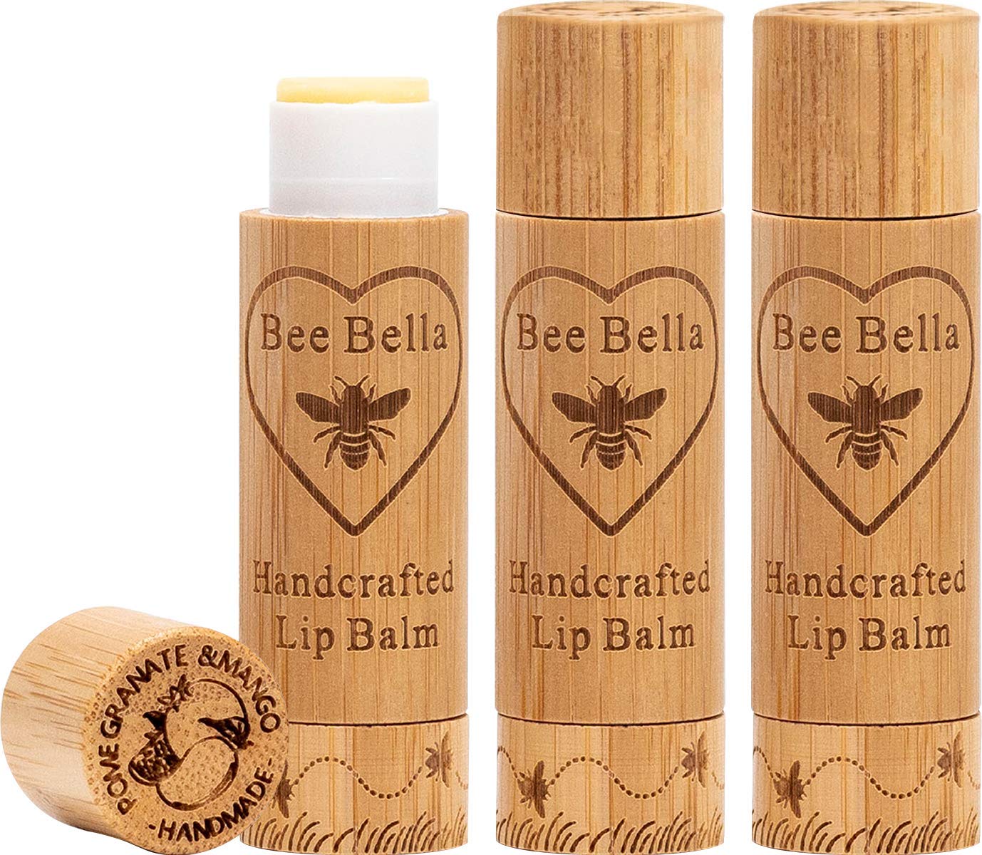 Bee Bella Lip Balm Pomegranate Mango (3 Pack) – 100% Natural Beeswax + Vitamin E | Handmade in USA