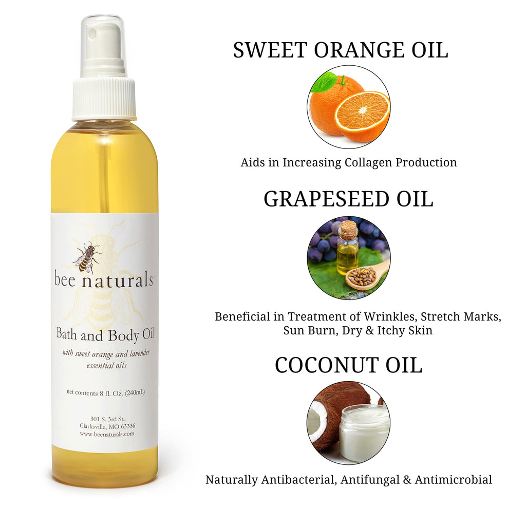 Bee Naturals Bath & Body Oil – 8 oz | Luxurious Skin Moisturizer