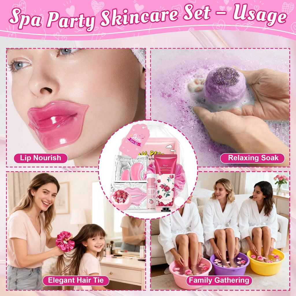 BECHOICEN 121Pcs Spa Party Supplies Set – 12 Complete Spa Kits for Face, Hand, Lip, Eye & Foot Care