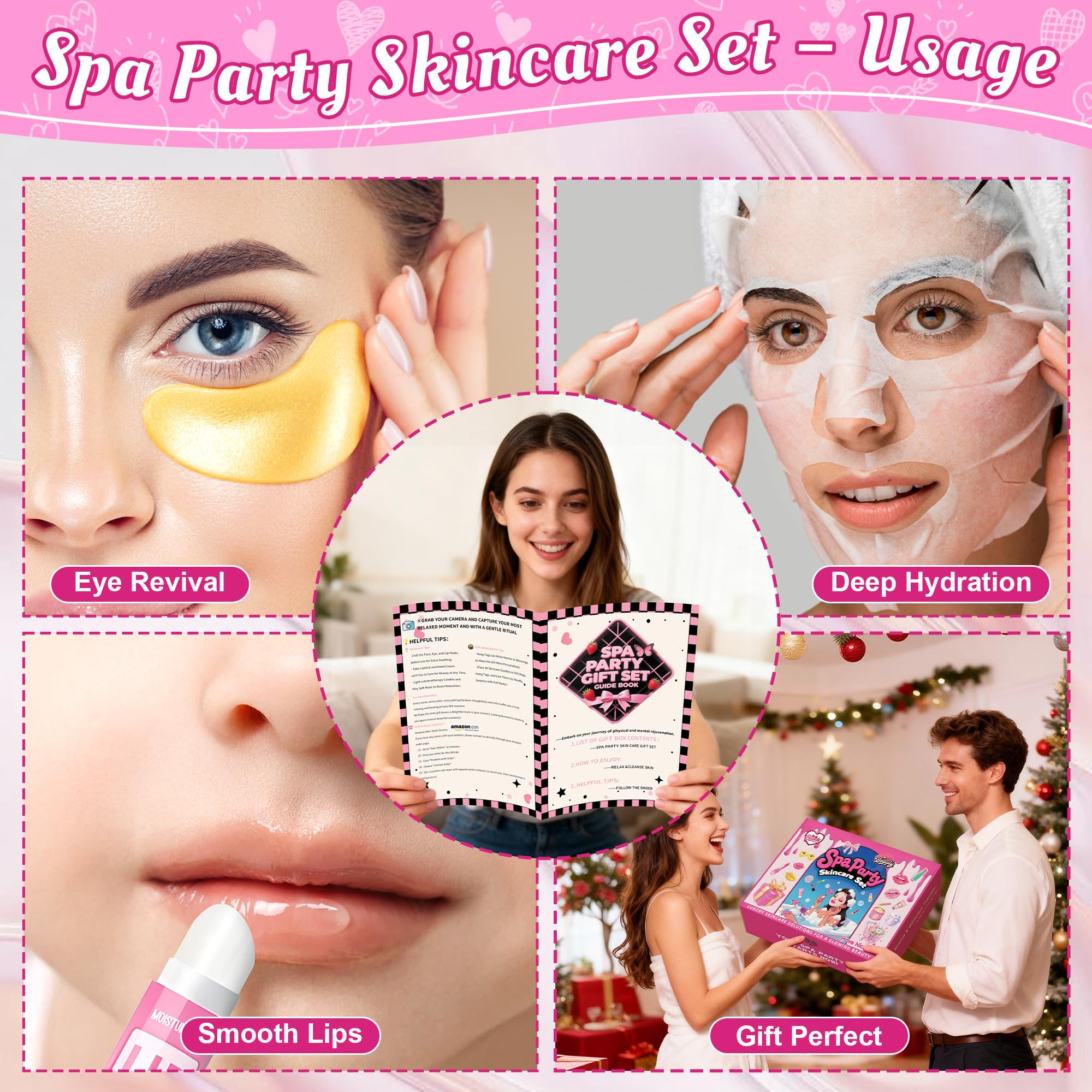 BECHOICEN 121Pcs Spa Party Supplies Set – 12 Complete Spa Kits for Face, Hand, Lip, Eye & Foot Care