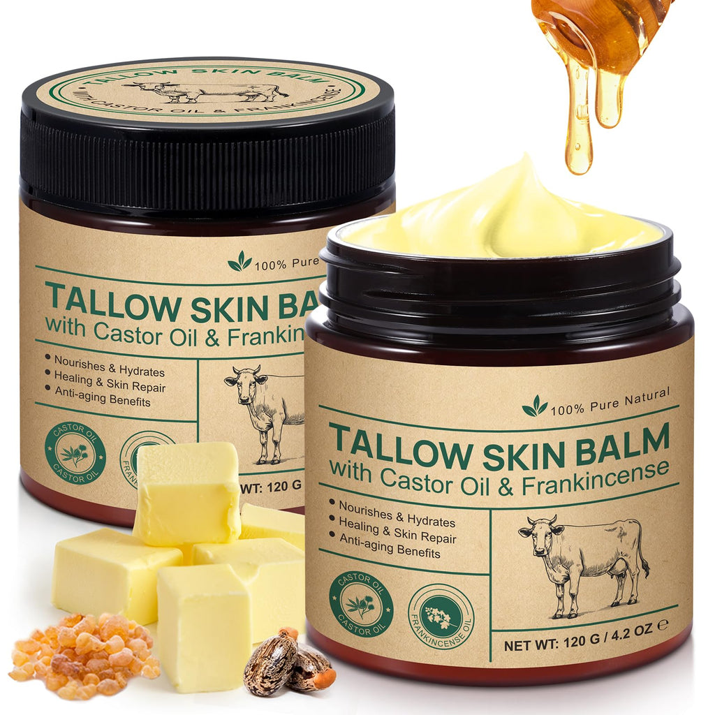 Tallow Castor Frankincense Oil Cream – Deep Hydration for Face & Body (2 Pack)