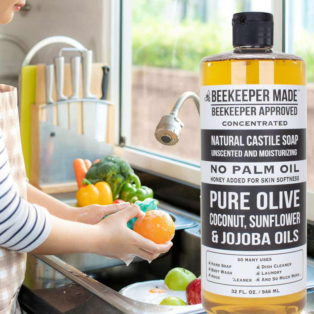 Beessential Beekeeper Made Lavender Castile Soap – 32 oz, No Palm Oil, 8 Ingredients, GMO Free, Made in USA