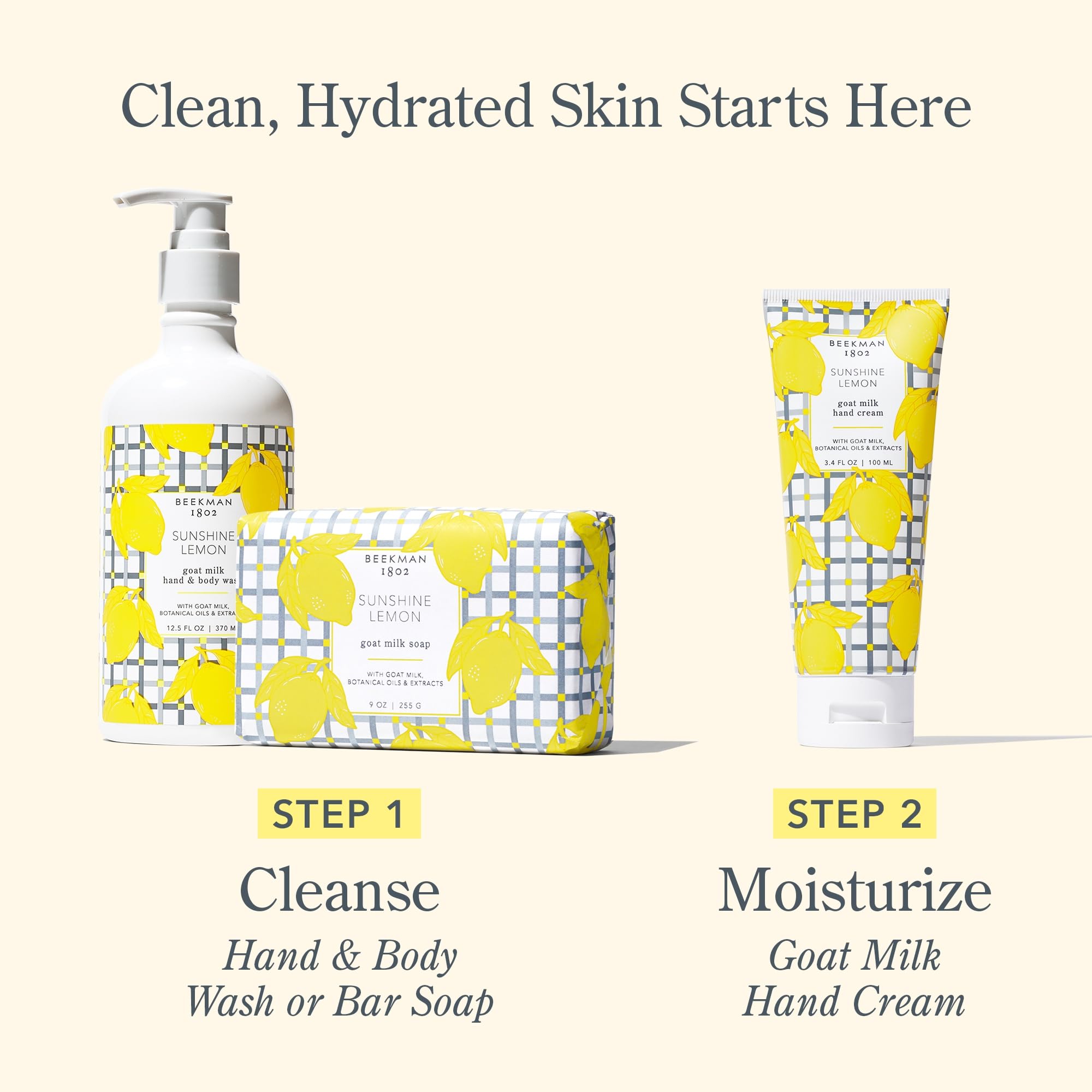 Beekman 1802 Goat Milk Hand Cream – Sunshine Lemon, 2 oz | Non-Greasy & Cruelty-Free